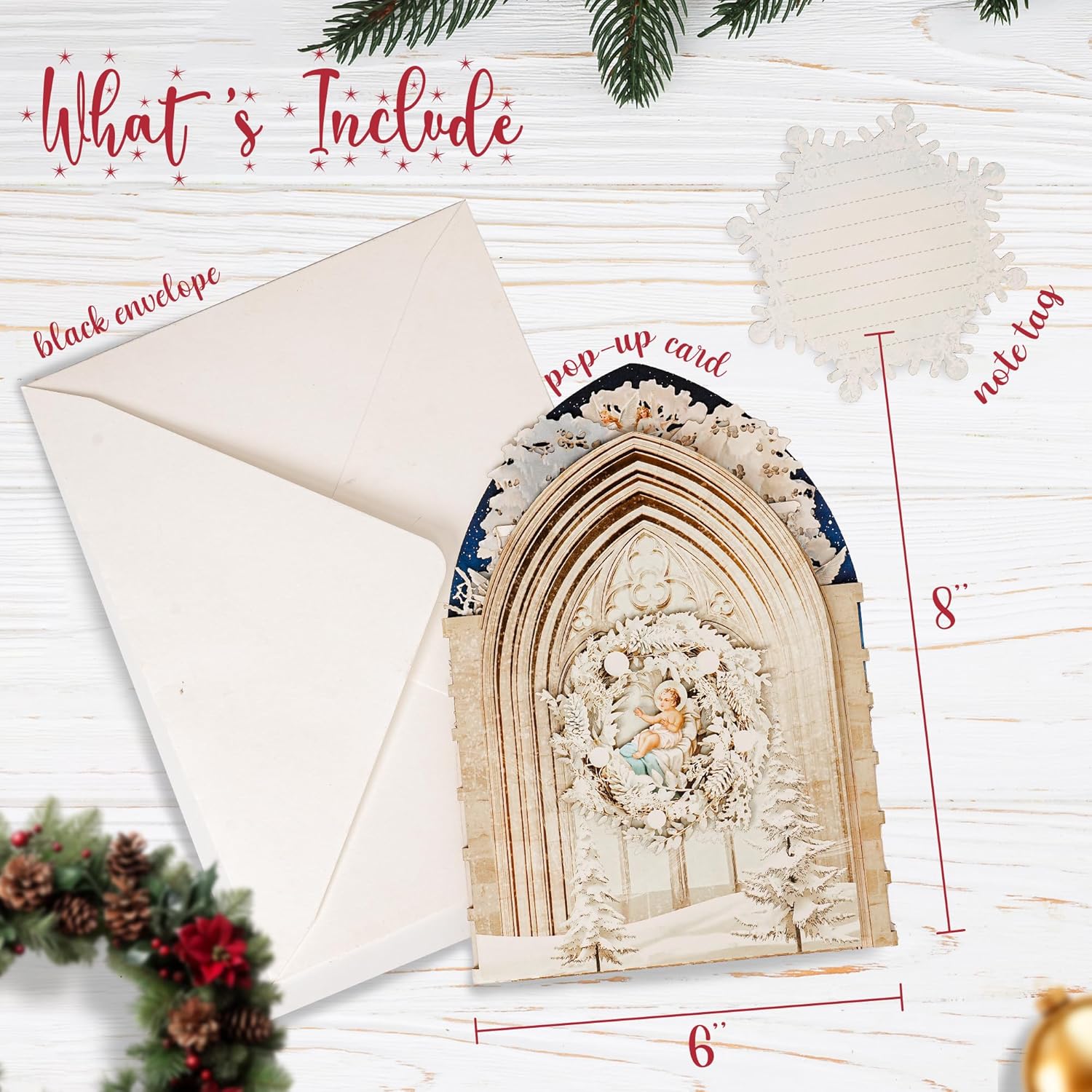 Pop up Christmas Cards Nativity, 3D Holy Night Nativity, Religious Card with Envelope for Holiday, Manger Scene, Angel, Jesus Christ, Holy Family, Handcrafted Decoration, Merry Christmas Gift - Image 4