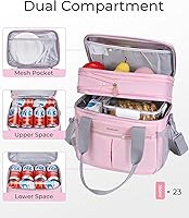 Vista 2 de Lunch Box for Women Double Deck Insulated Lunch Bag Women Expandable Leakproof Reusable Lunch Cooler Bag for Work, Office, Picnic, Purple