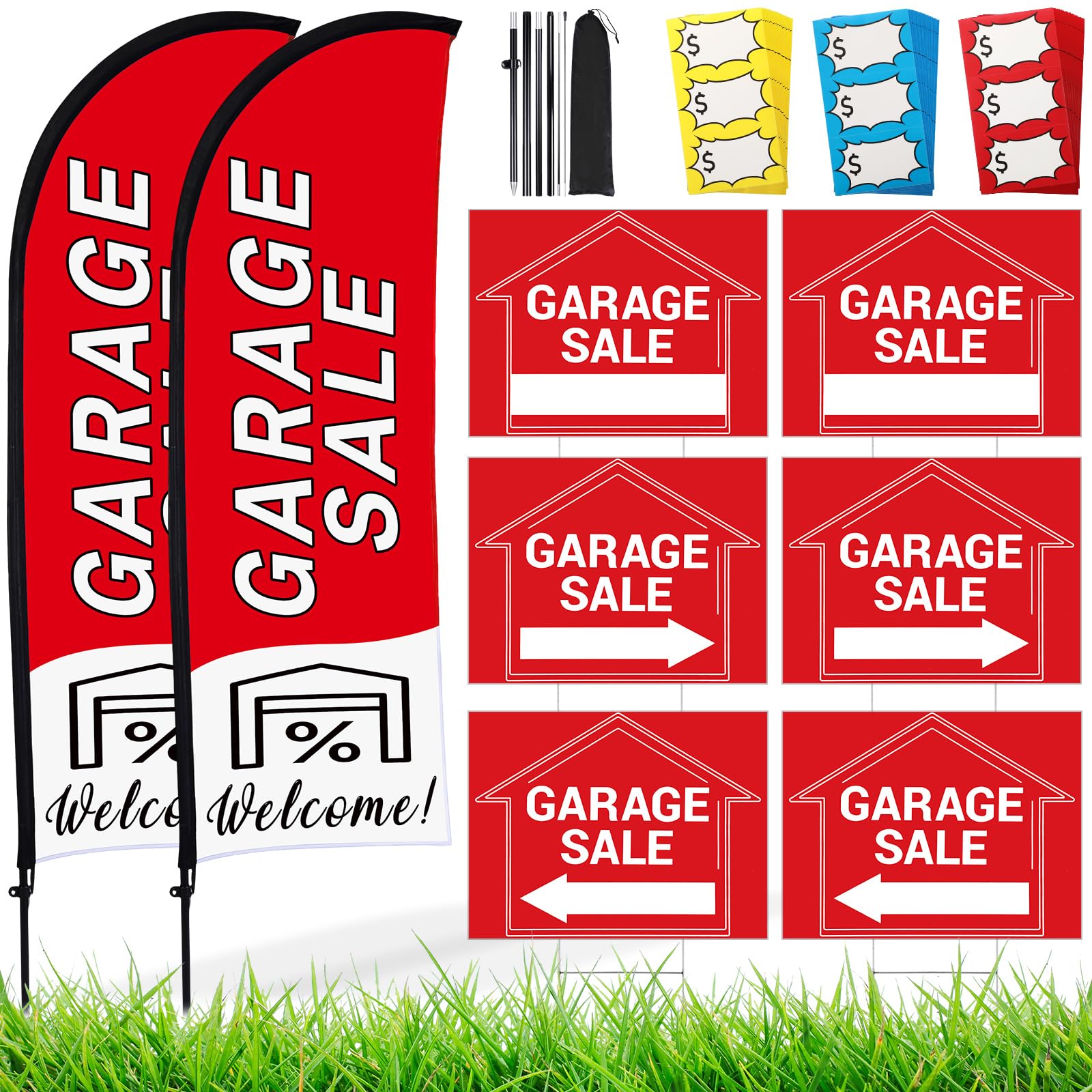 Amazon.com: Buryeah Garage Sale Signs Kit 2 Pack Garage Sale Flag 