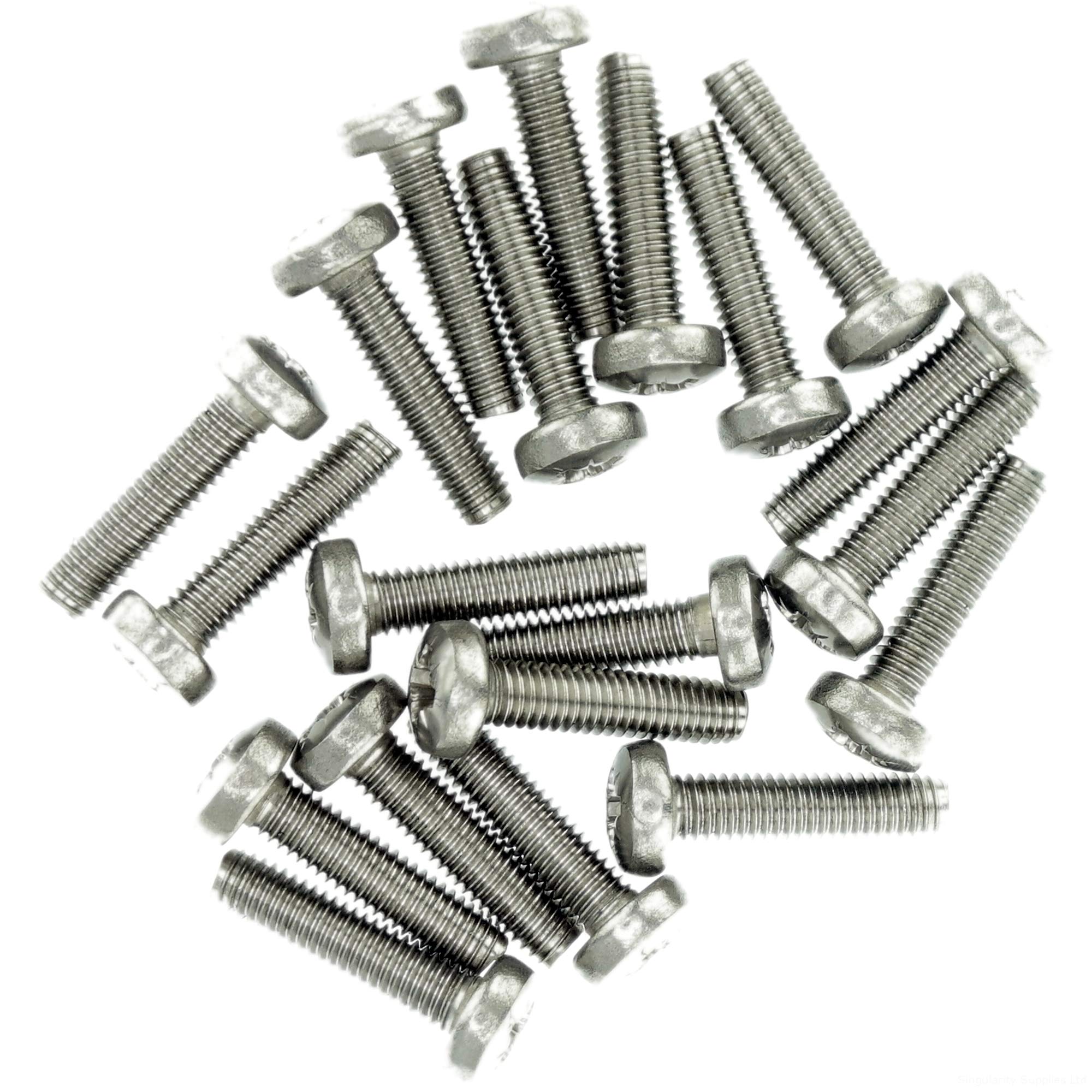 Singularity Supplies M4 (4Mm X 12Mm) Pozi Pan Thread Rolling Screw - Stainless Steel (A2) (Pack Of 20)