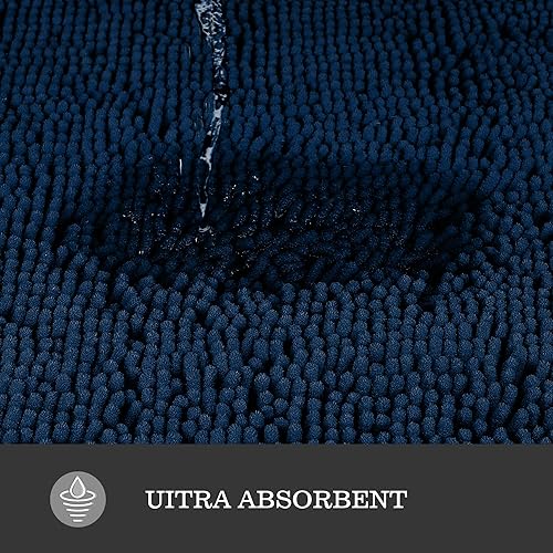 Miniatura 4 de Alfombra de baño de 24 x 60 pulgadas, alfombra de baño larga de felpilla gruesa, absorbente y lavable, antideslizante, alfombra de felpa para baño,