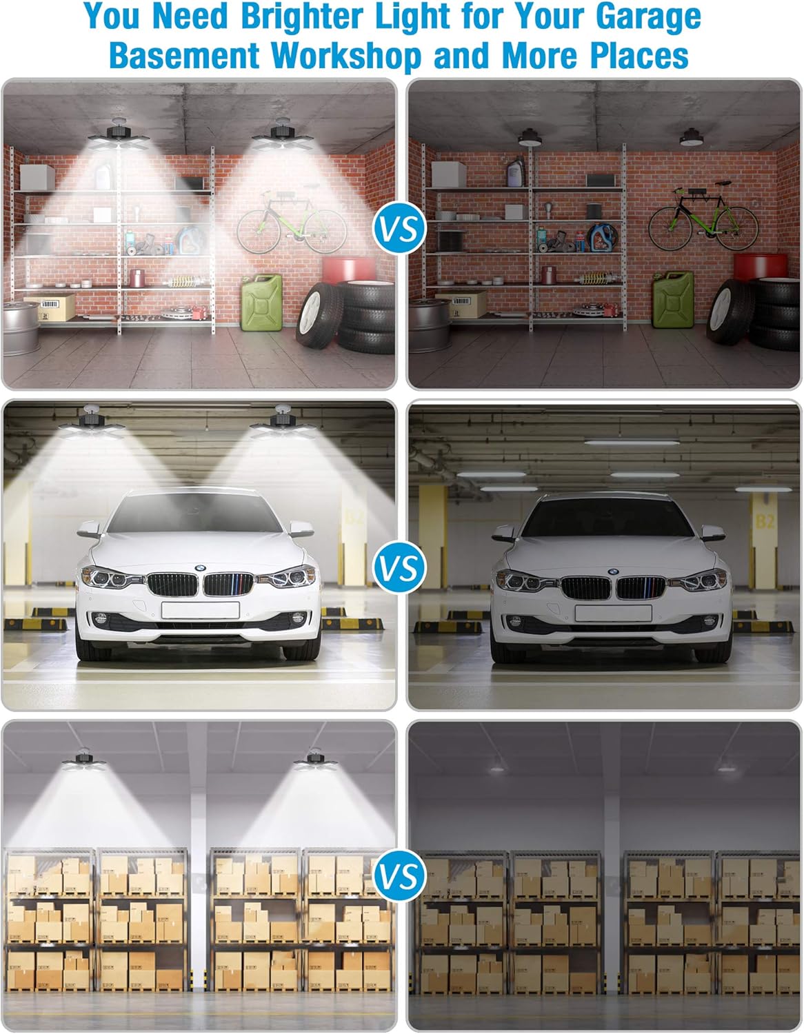 Nеw Arrіvаlѕ 2 Pack LED Garage Lights, 100W Super Bright Ceiling Lights with 4 Adjustable Panels, 10000LM E26/E27 Workshop Lighting, Daylight Perfect for Barn Basement Warehouse Residential, High Bay Light