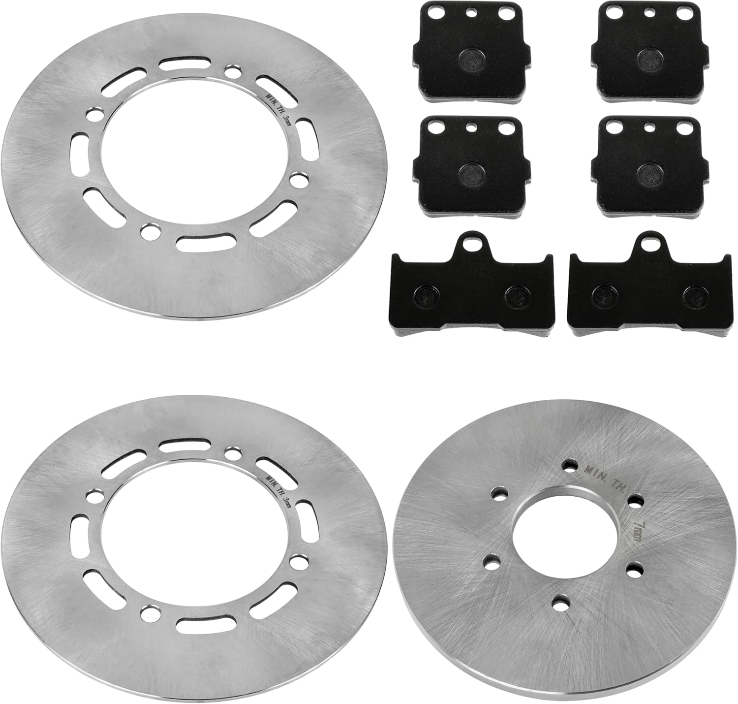 Caltric Front Rear Brake Disc Rotor with Brake Pad Compatible with Yamaha Grizzly 660 YFM660F 2003 2004 2005 2006 2007 2008