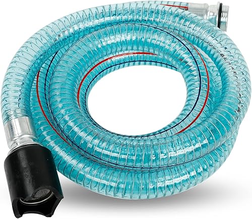 Manguera de succión de 1 pulgada, tubo de manguera de transferencia de combustible, 6 pies de longitud, color azul