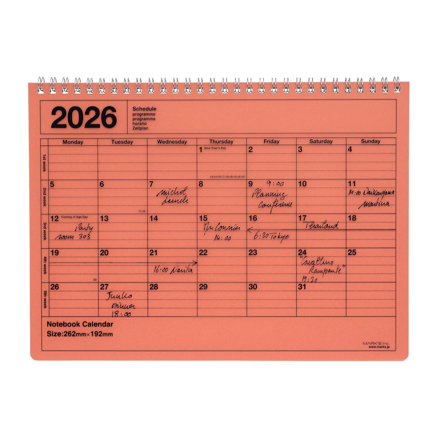 Mark's 2026 Desk Calendar, M // Orange      Calendar – Desk Calendar, June 1, 2025