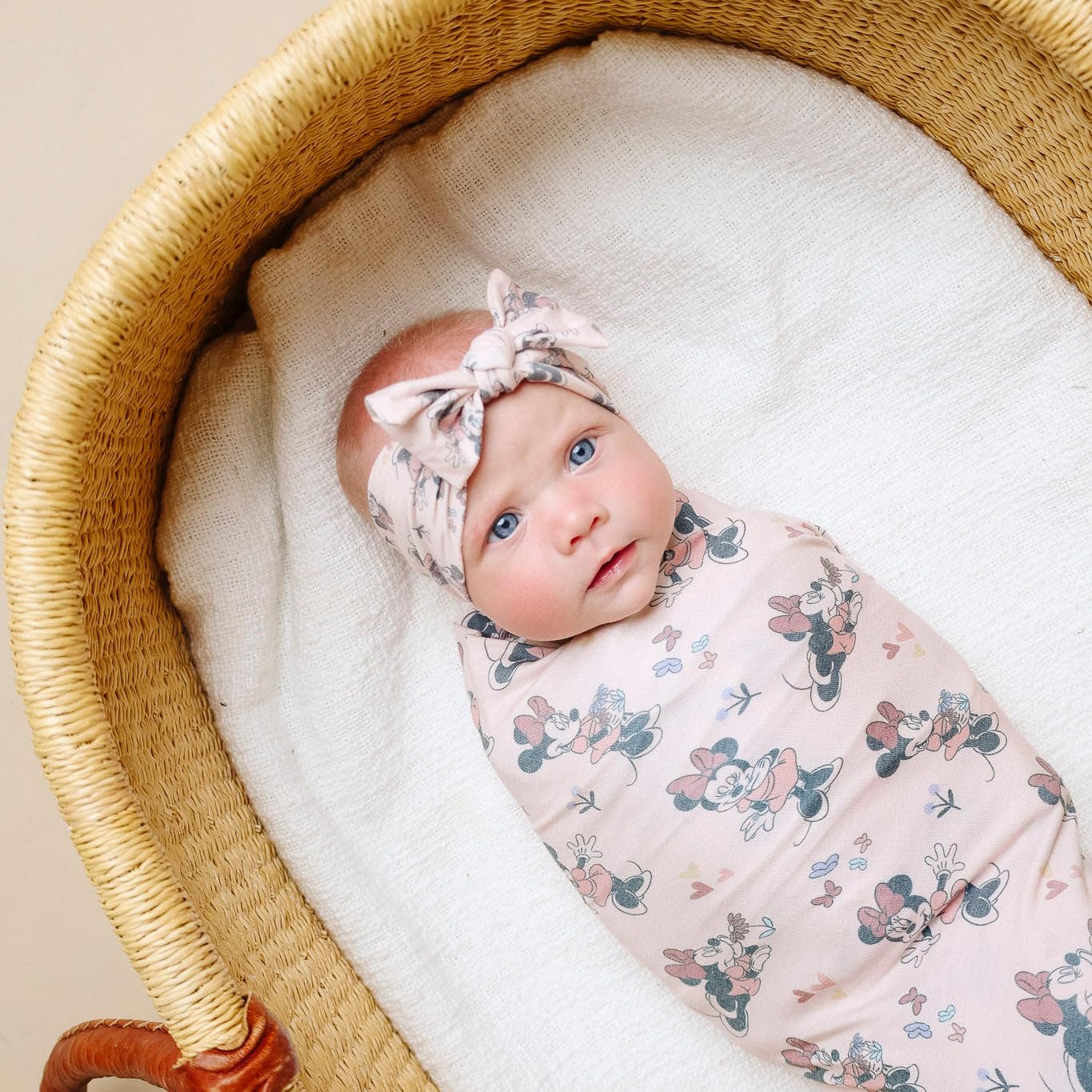 Copper Pearl Baby Stretchy Soft Knit Headband Bow Minnie Mouse