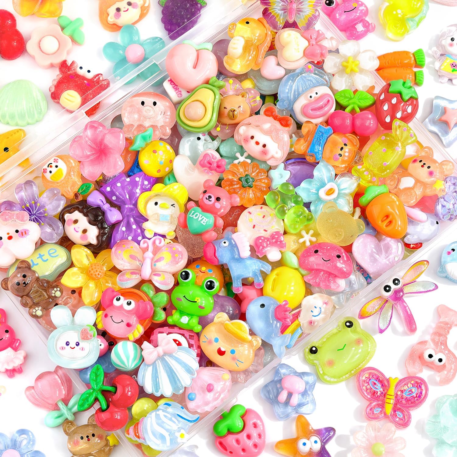 TINKRSTUFF 100PCS Slime Charms Cute Jelly Flatback Resin Charms For Slime, Ra...
