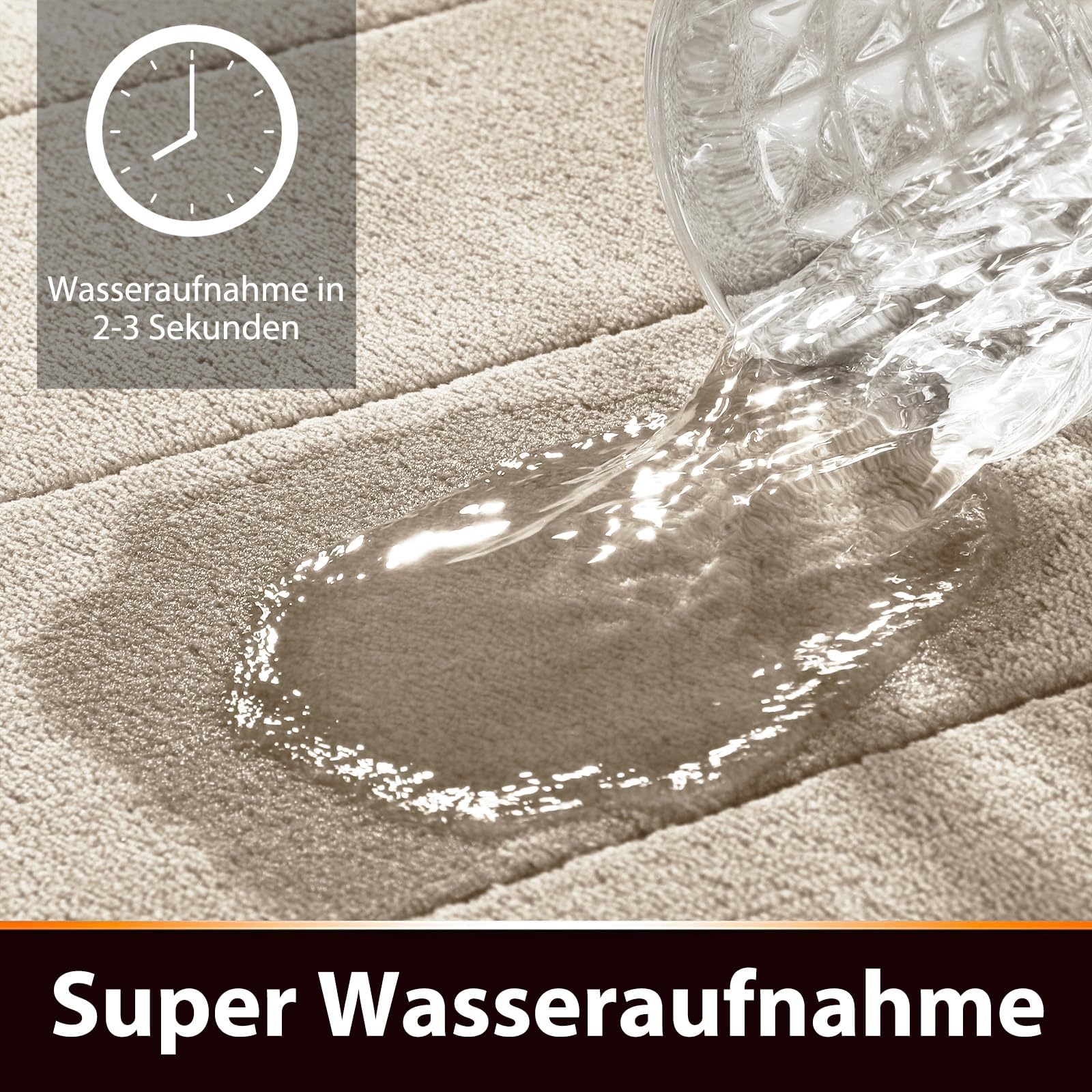 Yimobra Tappetino da bagno antiscivolo, 90 x 60 cm, super assorbimento d'acqua, spesso, lavabile in lavatrice, facile da asciugare, colore: beige