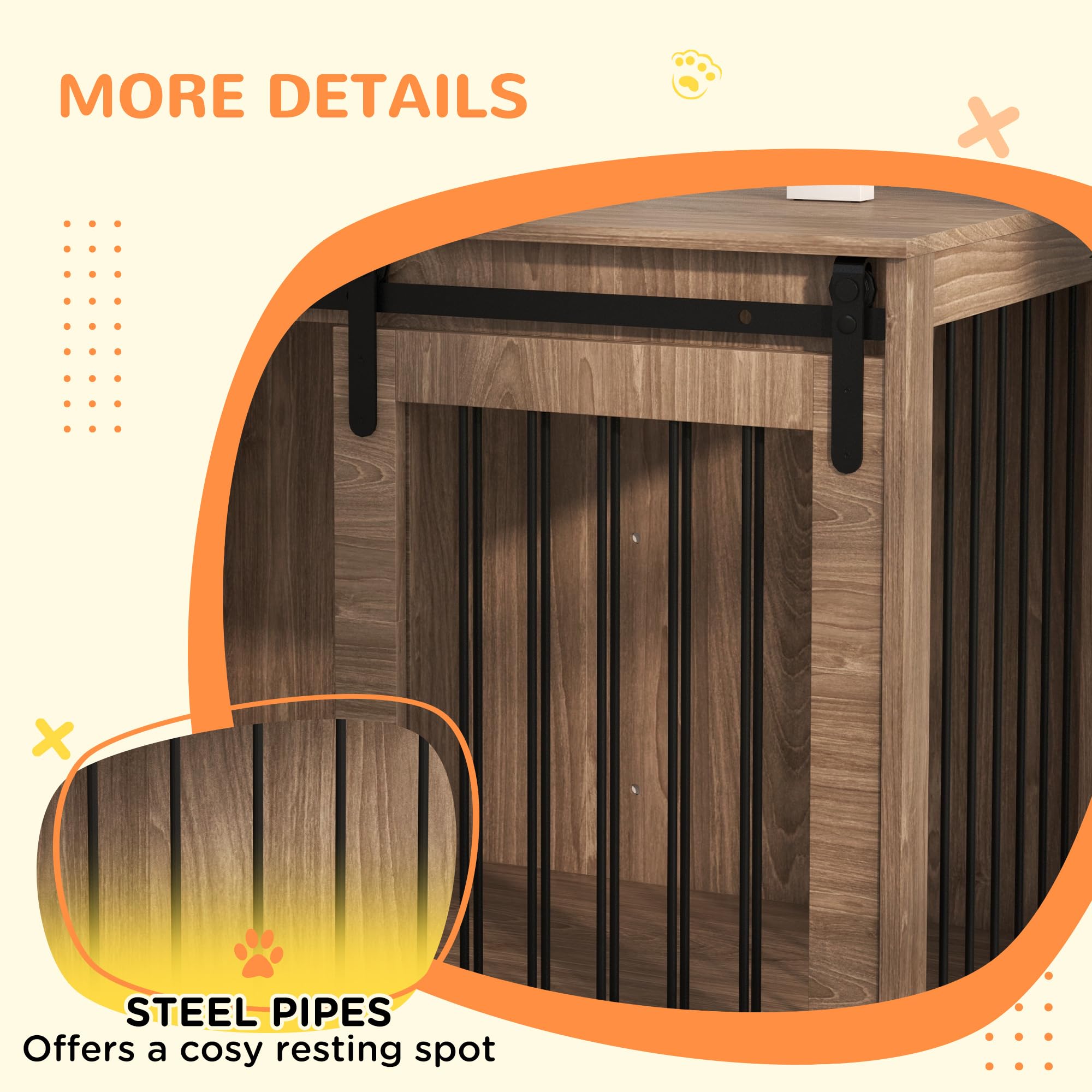 PawHut Abri pour grands chiens en bois pour intérieur, Kennel Niche Cabane pour chiens multi-usages avec porte coulissante, 98 x 58 x 61 cm, marron