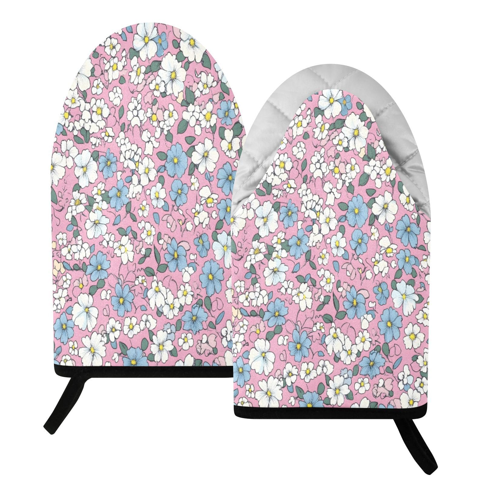 BURSTDDY Flowers Oven Mitt,Heat Resistant Kitchen Mitts for Cooking