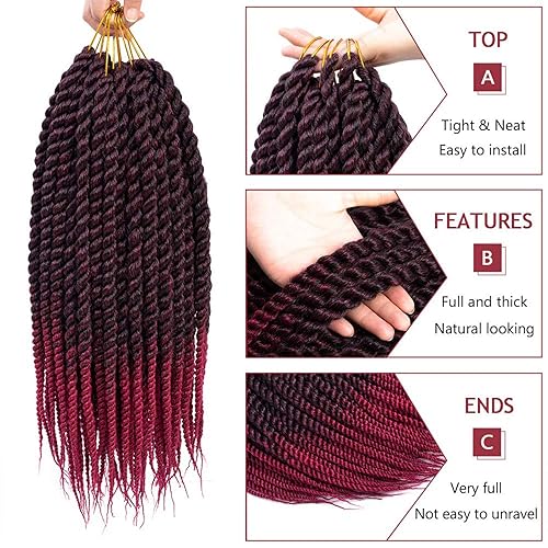 Miniatura 2 de Cabello de ganchillo Havana Twist, 6 paquetes de trenzas de ganchillo de 22 pulgadas, trenzas de ganchillo senegalesas Jumbo Havana Twist (T1BBUG)