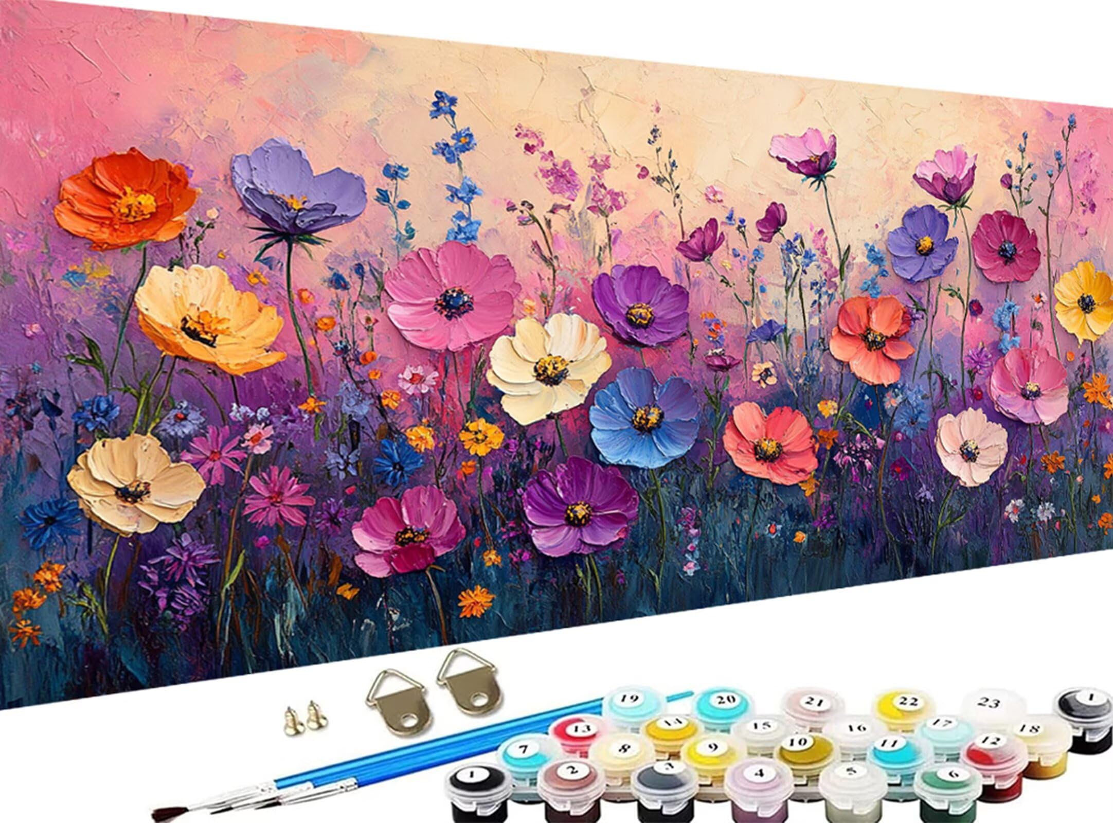 Peinture Numero Adulte paysage, Peinture par Numero Adulte Enfant, fleurs Paint by Numbers Kit Numéro d'Art Kit Grand, Peintures et Pinceaux pour Decoration Noel Decoration Chambre 70x140 cm Z-989