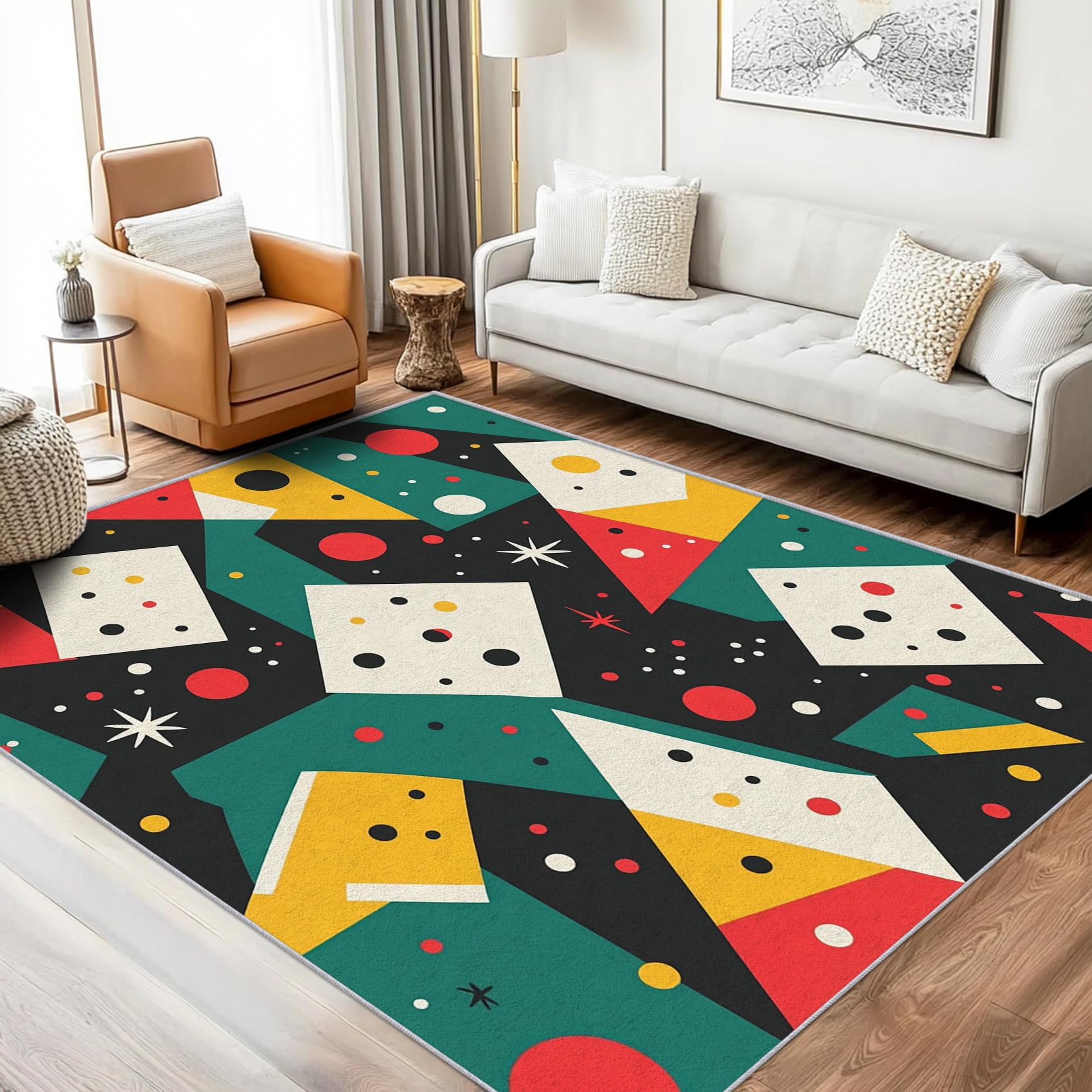 Amazon.com: Mid Century Modern Area Rug 7x10, Retro Geometric Rug