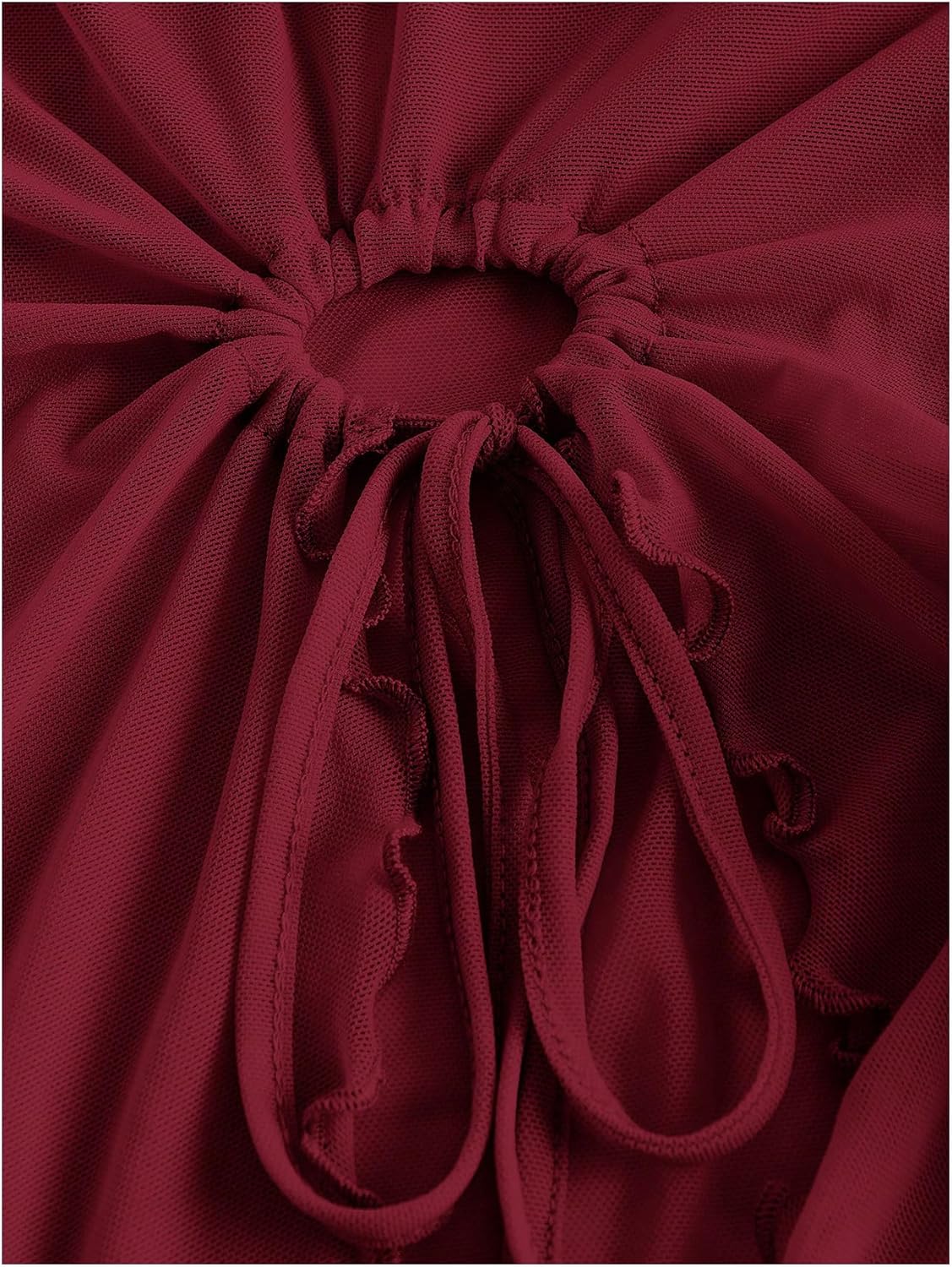 SOLY HUX Women's Mesh Drawstring Split Tube Top Strapless Sleeveless Asymmetrical Hem Summer Tops - Image 3