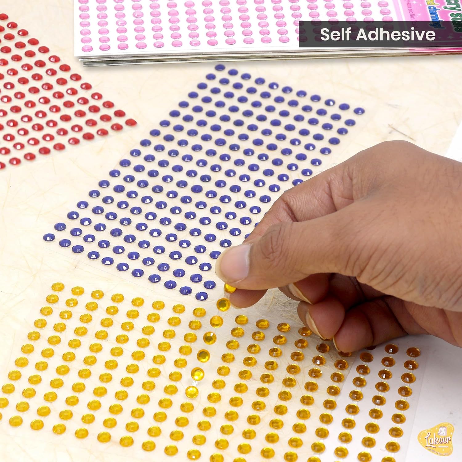 10 Pcs Diamond Gem Diamond Self Adhesive Sticker 5mm (10 Colours X 1 pcs Each) for Art & Craft, DIY Craft Decoration, Project Activity, Etc