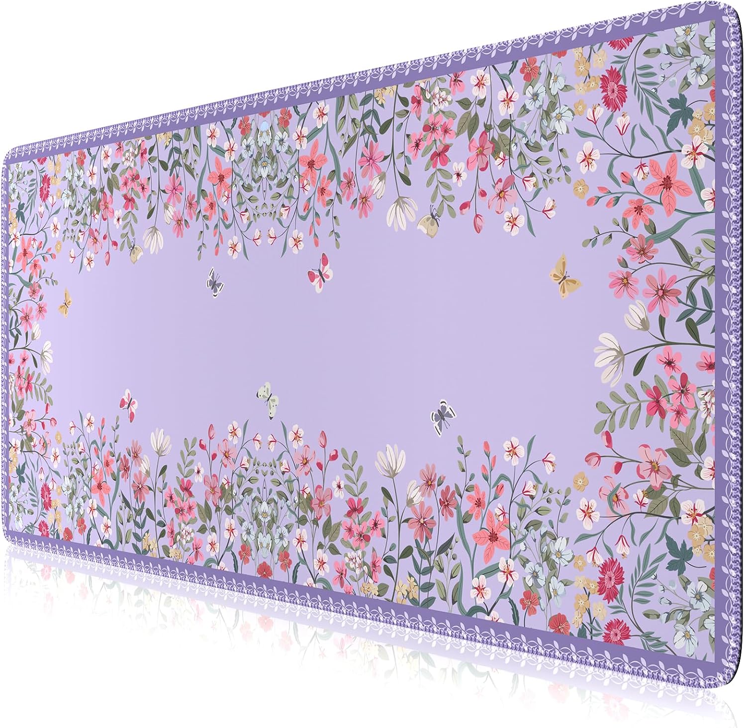 Amazon.com: HAOCOO Aesthetic Purple Mouse Pad, Floral Desk Mat for ...