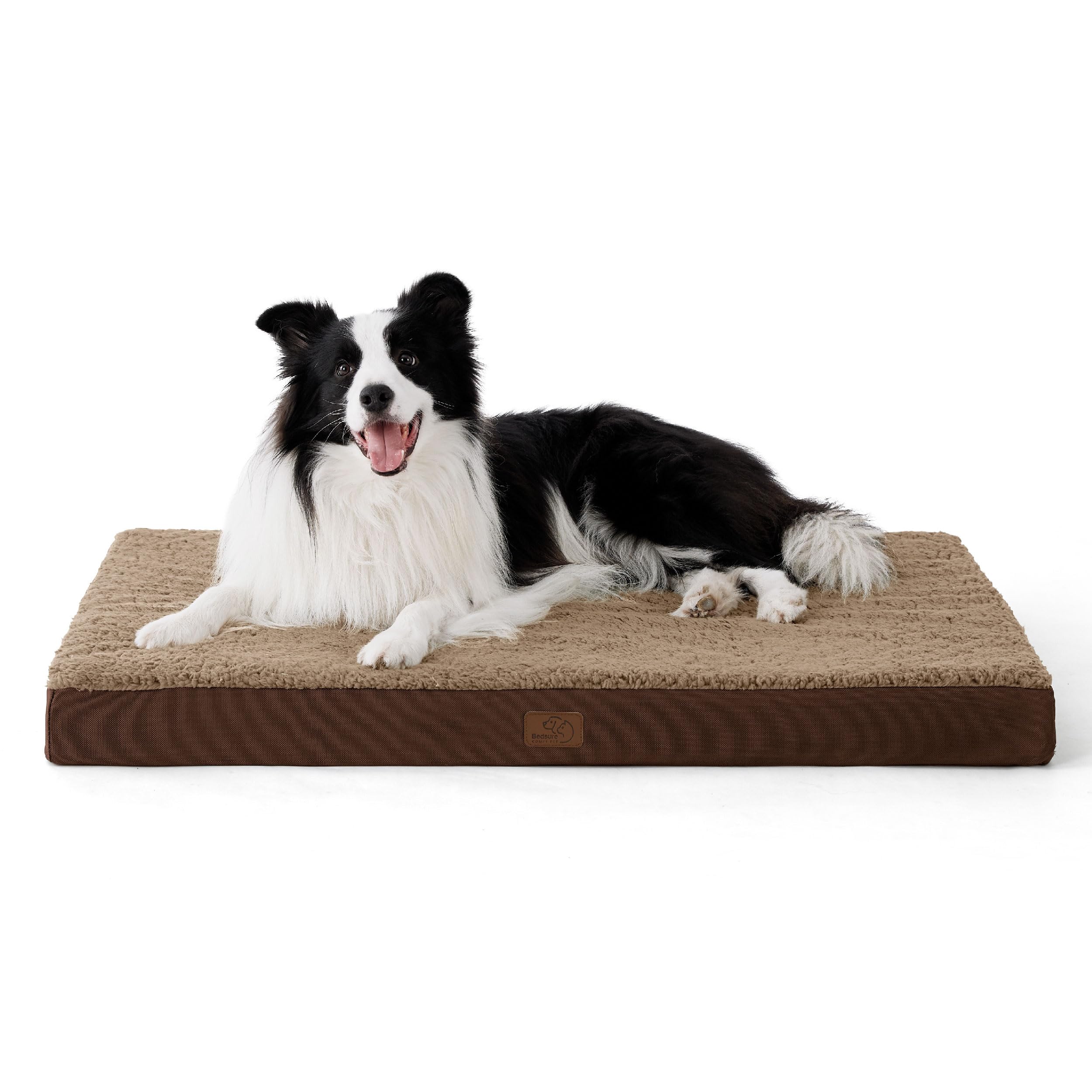 Bedsure Cuccia Cane Sfoderabile Lavabile Cuscino, 91x69x8 cm Marrone | Schiuma a celle d’uovo ortopedica, tappetino cane taglia grande comodo e piatto, per animali fino a 23 kg