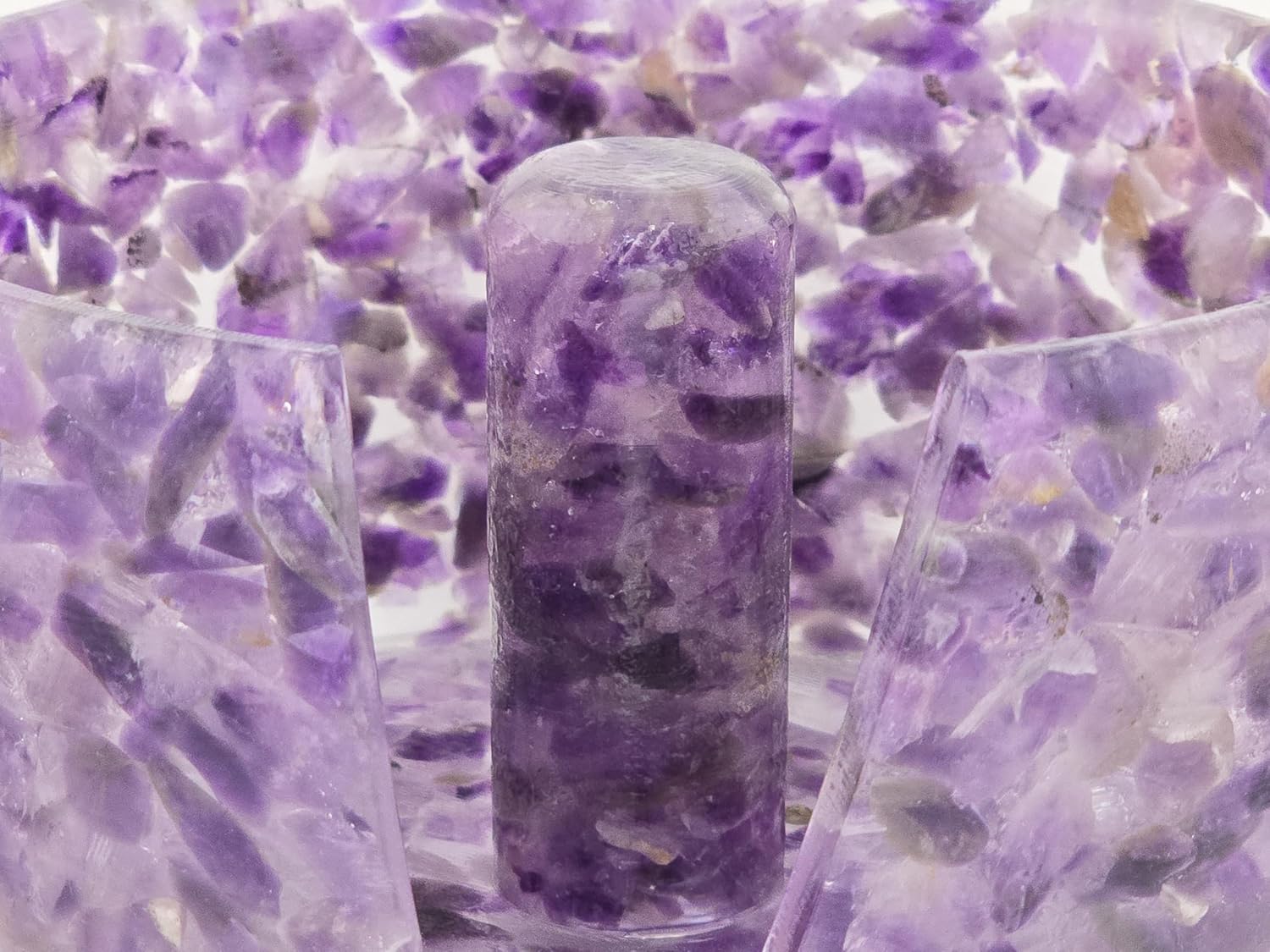 Large Semi-Precious Gemstone Epoxy Resin Paper Towel Holder, Crystal Chips Bonded by Resin, Fits Most Triple Sized Rolls, Made in Ohio (Amethyst)
