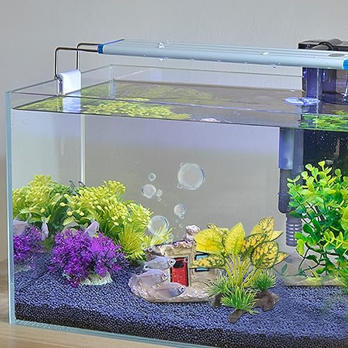 Miniatura 5 de WishLotus Decoración de plantas de acuario, planta artificial de plástico, pecera de reptiles, paisajismo, plantas acuáticas, decoración con base de