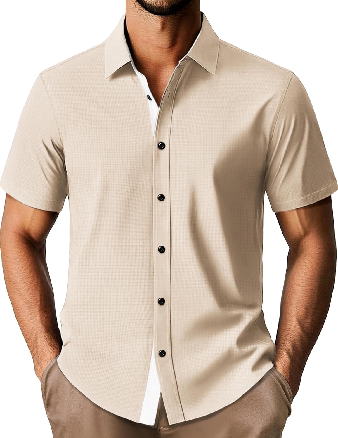 PJ PAUL JONES Men's Short Sleeve Button Down Casual Dress Shirt