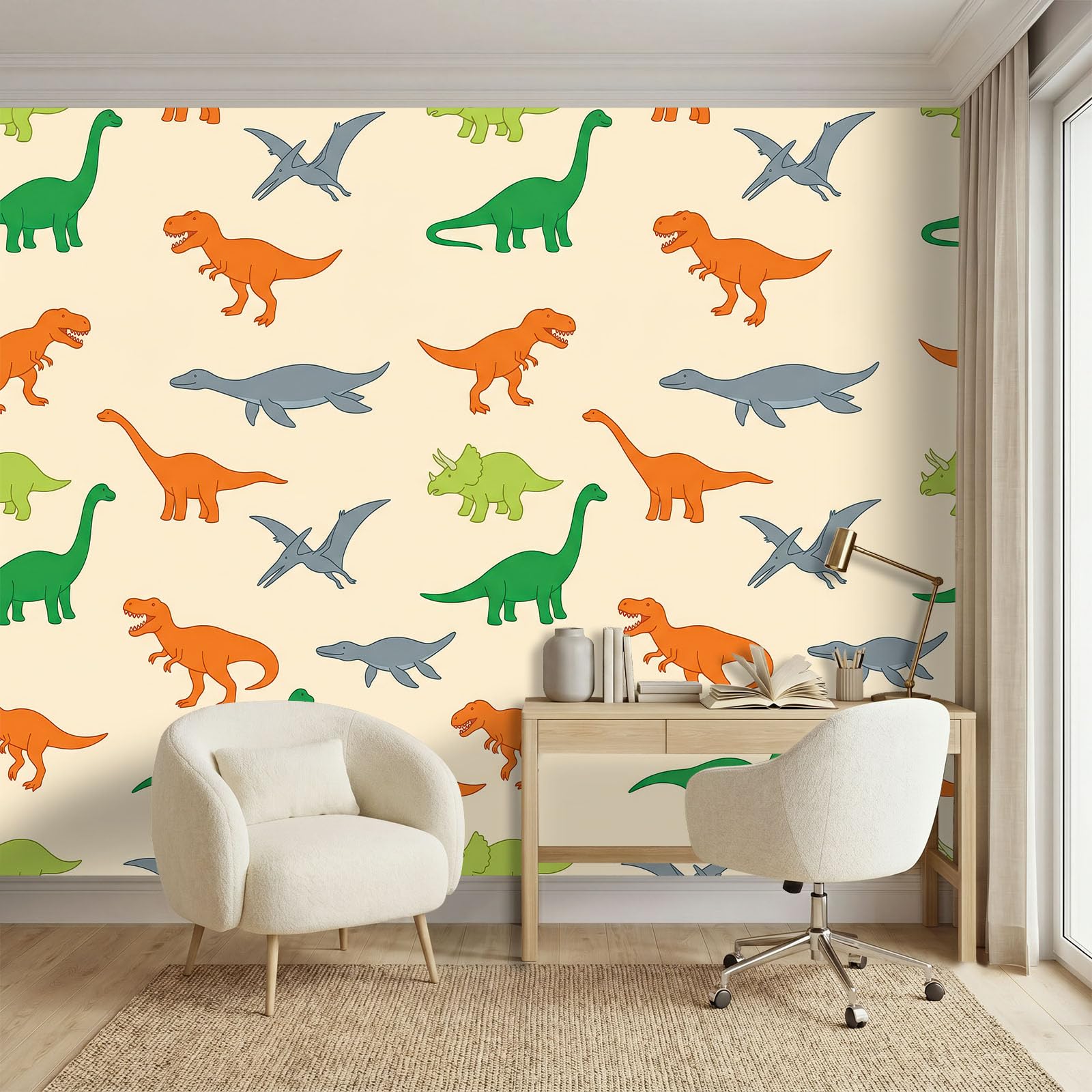 Nowoczesna tapeta z kreskówek panoramiczny zielony zwierzę dinozaur smok tyranozaur tapeta ścienna z włókniny salon sypialnia dekoracja domu do domu, 250 x 175 cm