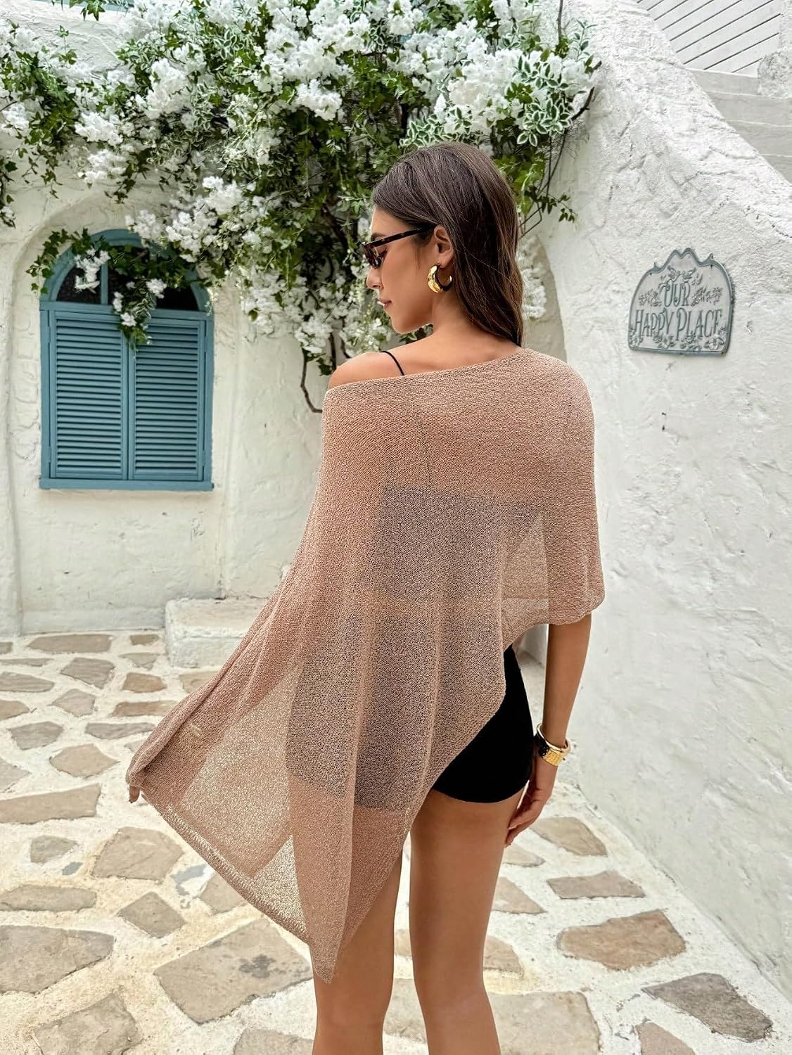 Shoulder-Revealing Cover Up Top For Women, Made Of Knit Fit, For Sexy, Summer Beach cover ups for swimwear