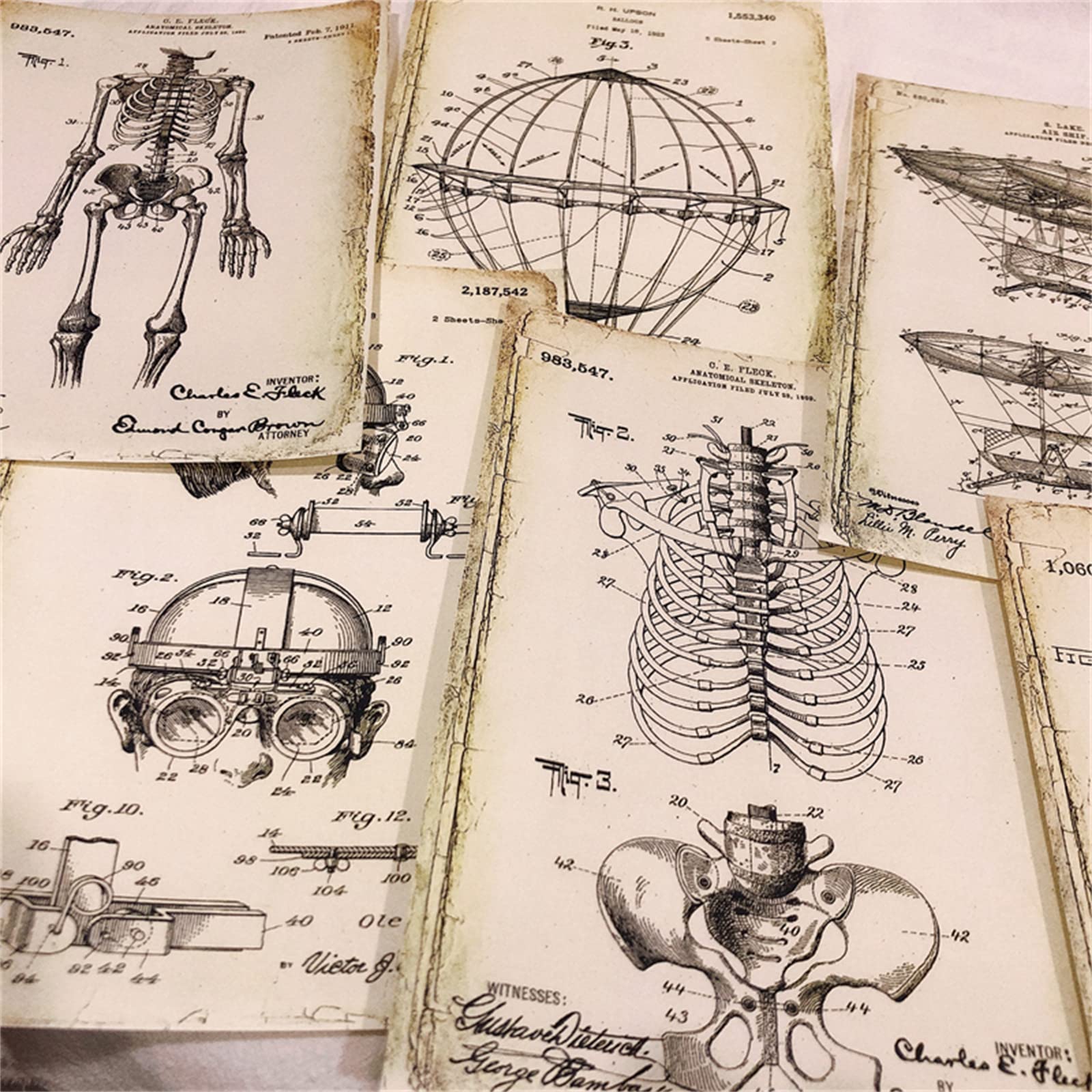 Vintage Scrapbook Paper Junk Journal Supplies,Craft Paper Kits Collage Antique Paper for Grunge Cottagecore Room Decor Aesthetic Art Shooting Background,Skeleton Gothic Creusu Horror Art Print (B)