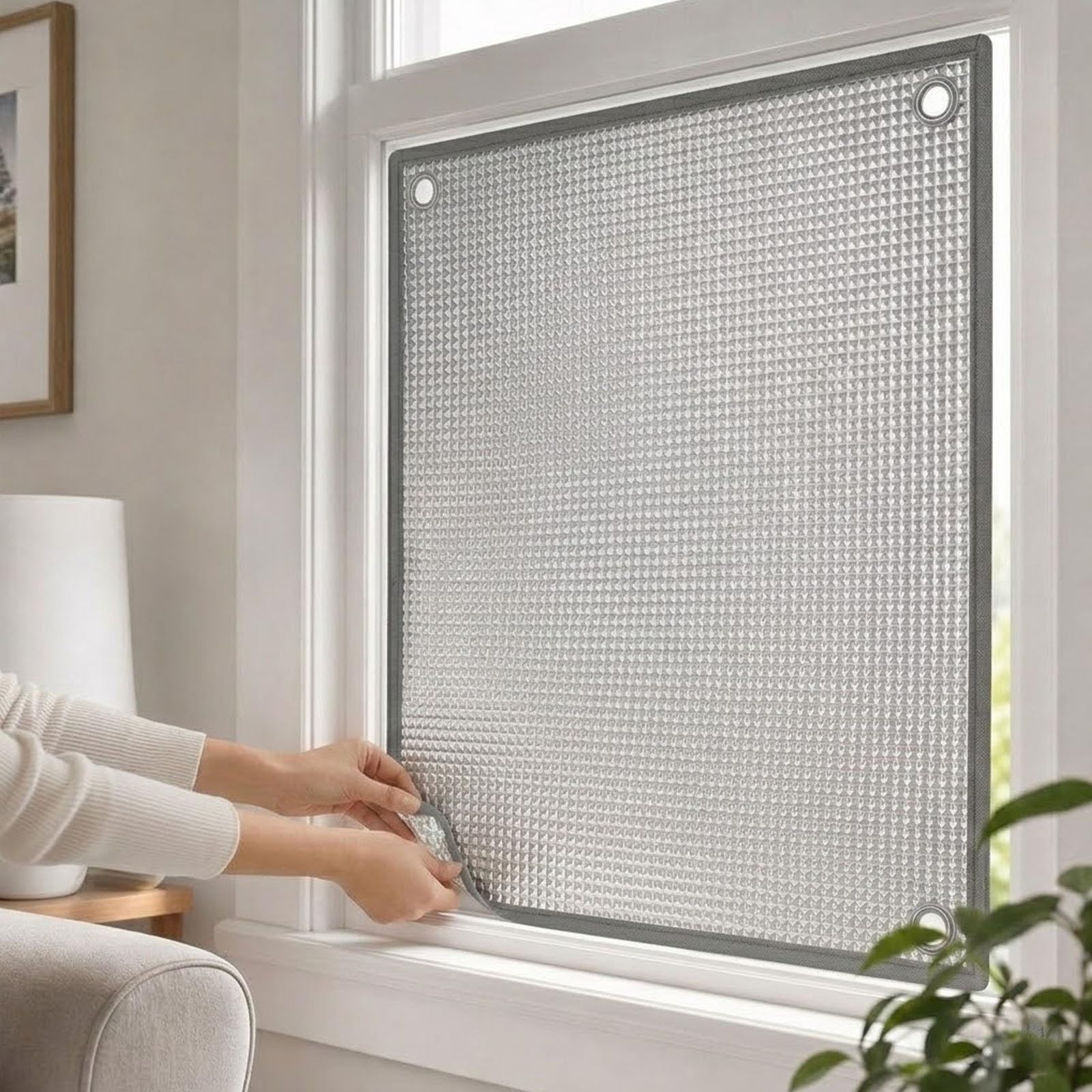 Window Insulation Film Reflective Aluminium Foil, Total Blackout Heat Control Cover with Suction Cups, Reusable Privacy Sun Blocker for Summer Winter, Campervan Skylight Shade(Gray,70x170cm)