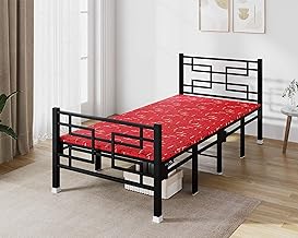 SAHNI PORTABLE FURNITURE Classic Style Heavy Duty Single Folding Metal Bed for Sleeping with 1inch Cushion Attached, Fully Powder Coated with Under-Bed Storage Space (Multi Cushion, Single 6x3FT)