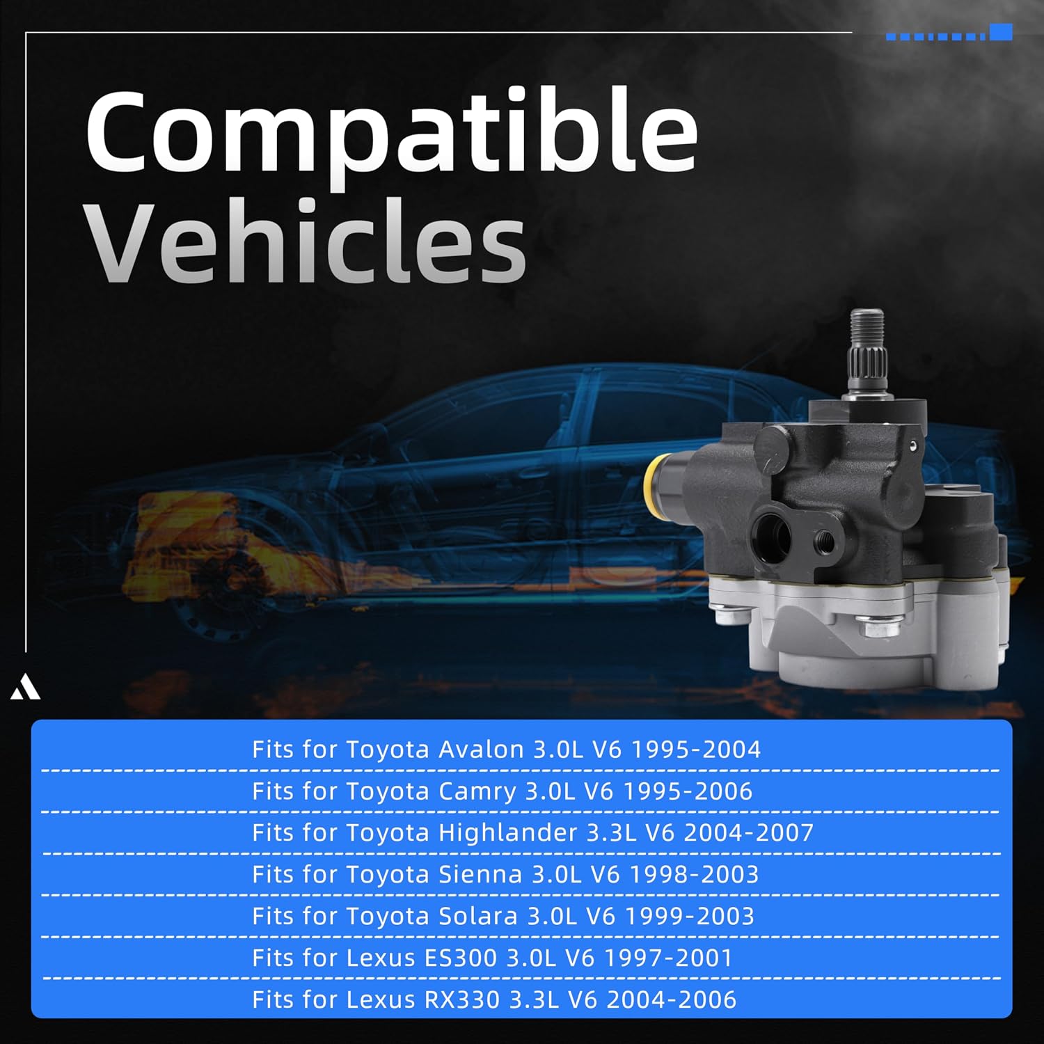Power Steering Pump, for Toyota Avalon/Camry/Highlander/Sienna/Solara 1995-1997, for Lexus ES300/RX330 1997-2001&2004-2006, Power Assist Pump OE# 21-5931, 215931, 4432007011, 4432007010