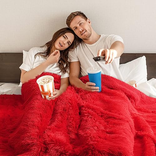 Miniatura 3 de BENRON Mantas de color rojo brillante de 50 x 60 pulgadas, mantas suaves de sherpa peludas, acogedoras y ligeras de piel sintética para cama, sofá