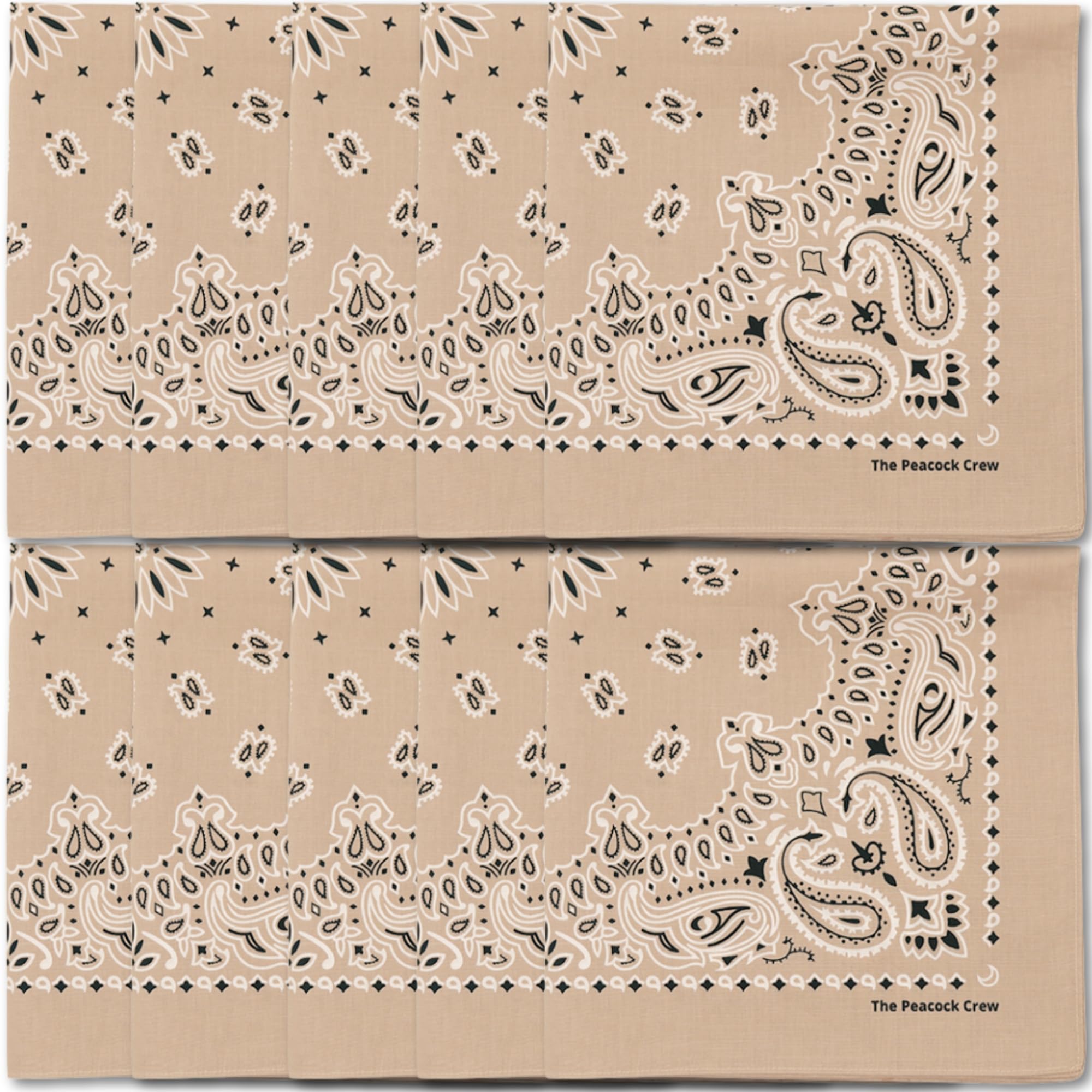 The Peacock Crew Premium Soft Cotton Bandanas Pack for Men and Women Paisley 22 x 22 inches