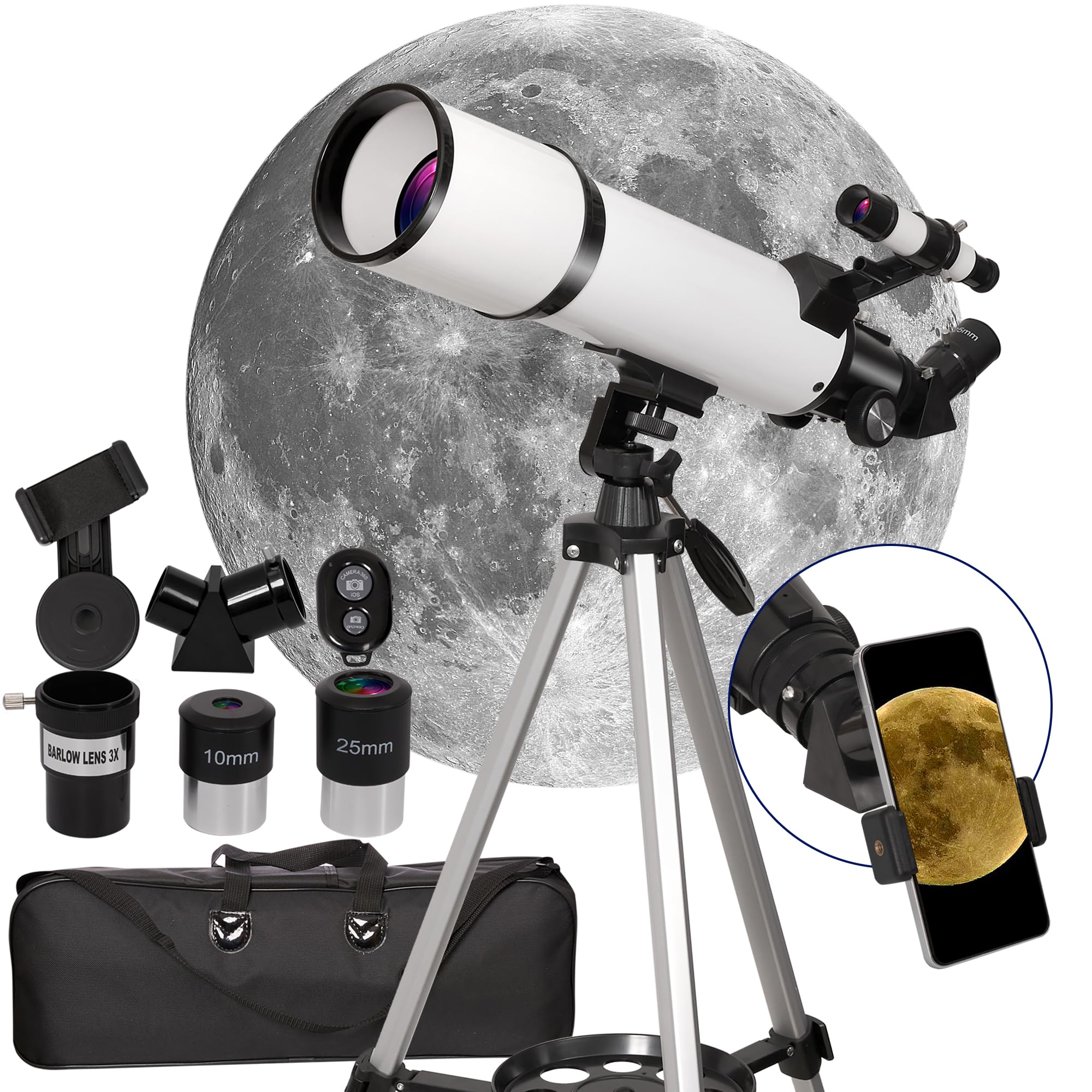 Telescopio Per Astronomia - 80mm Apertura, 600mm, Portatile Con Treppiede E Zaino - Foto 4