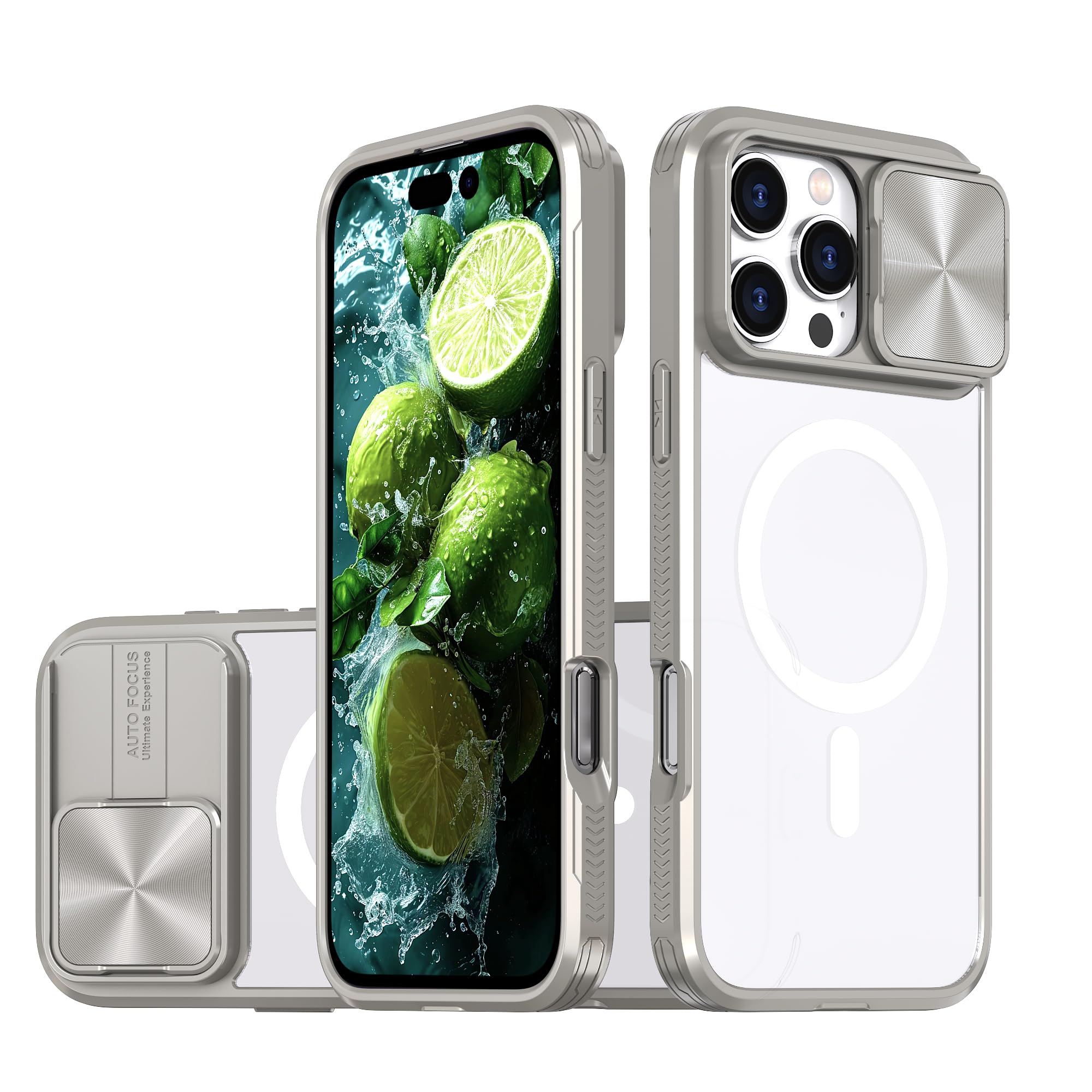 Compatible with MagSafe iPhone 16 Pro Max Case,Clear Case with Camera Lens Protector Cover Soft Shockproof TPU Bumper PC Matte Cover, Compatible with Case iPhone 16 Pro Max 6.9inch(Natural Titanium)