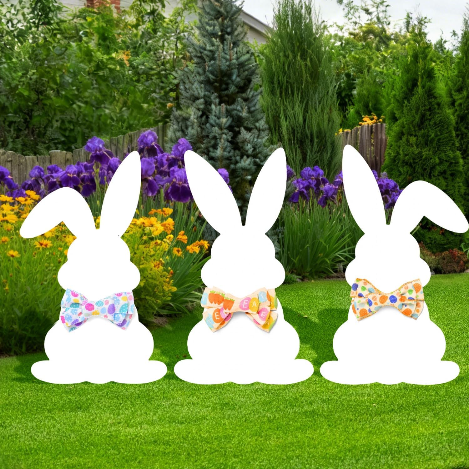 YoleShy 3 Packs Easter Yard Signs - PVC All-Weather Bunny Yard Decoration, Easter Yard Stakes Easter Decorations Outdoor for Party Spring Garden Home Lawn Patio