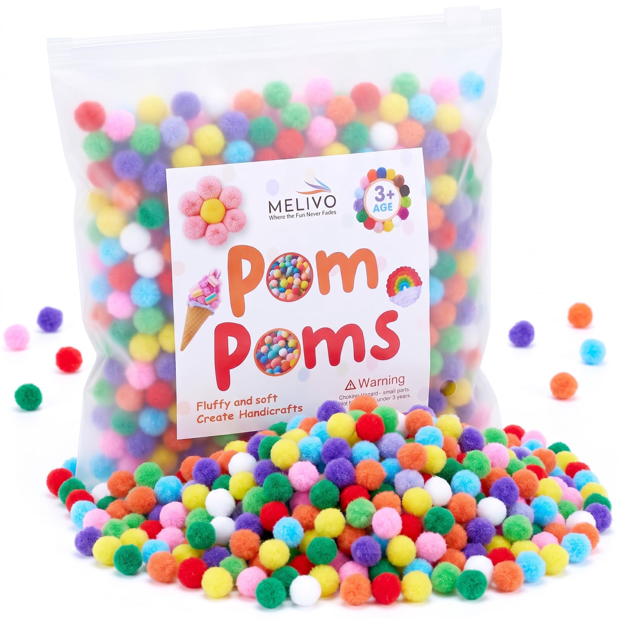 Pom Poms for Crafts (250 Pack) – 1cm Soft Fluffy Craft Pom Pom Balls, Multicolour for Kids DIY, School Projects, Christmas & Party Decorations