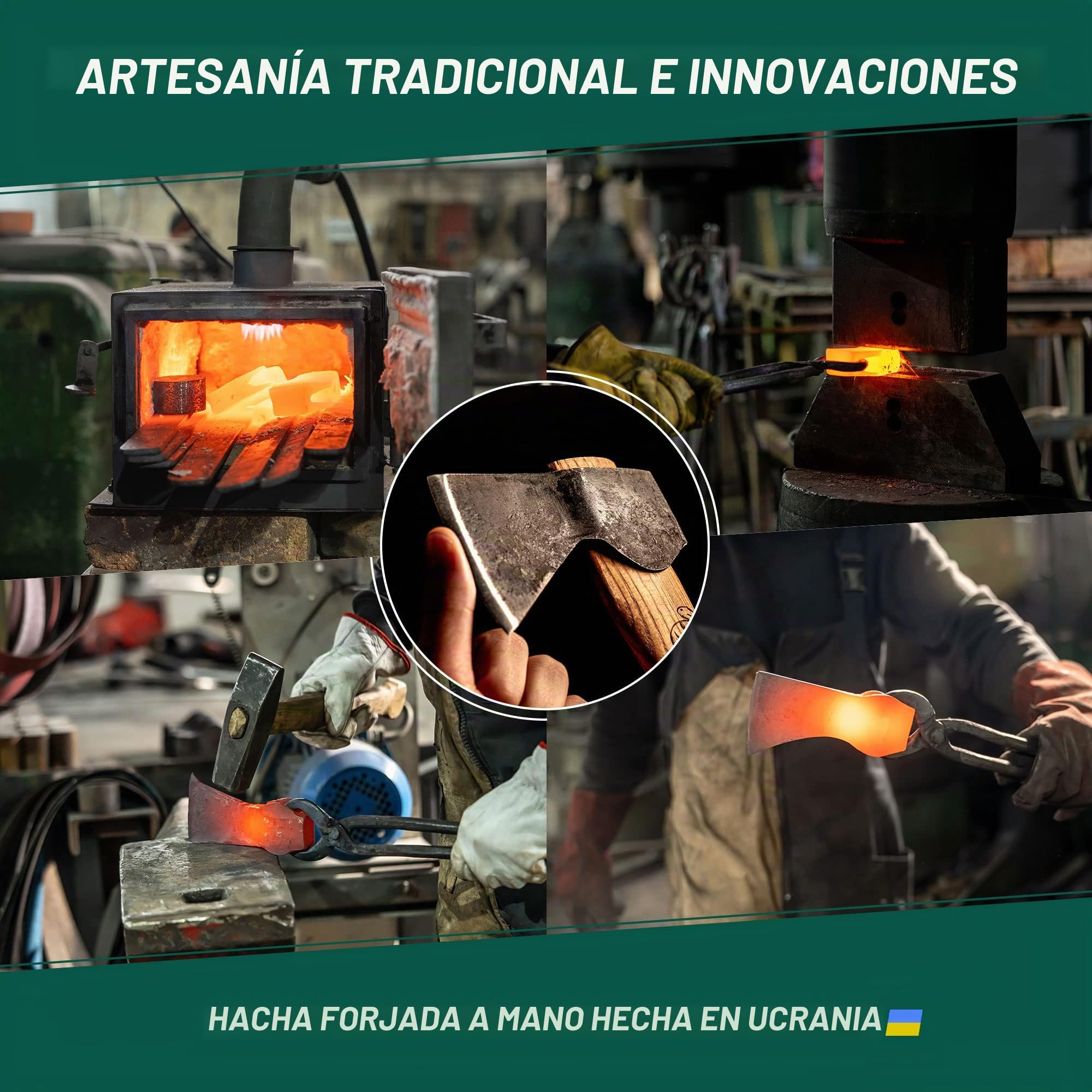 BeaverCraft Hacha de Tallado en Madera AX1 con Funda – Hacha Forjada Bushcraft para Camping – Hacha Pequeña de Bosque para Cortar y Partir – Herramienta de Jardinería con Mango de Madera