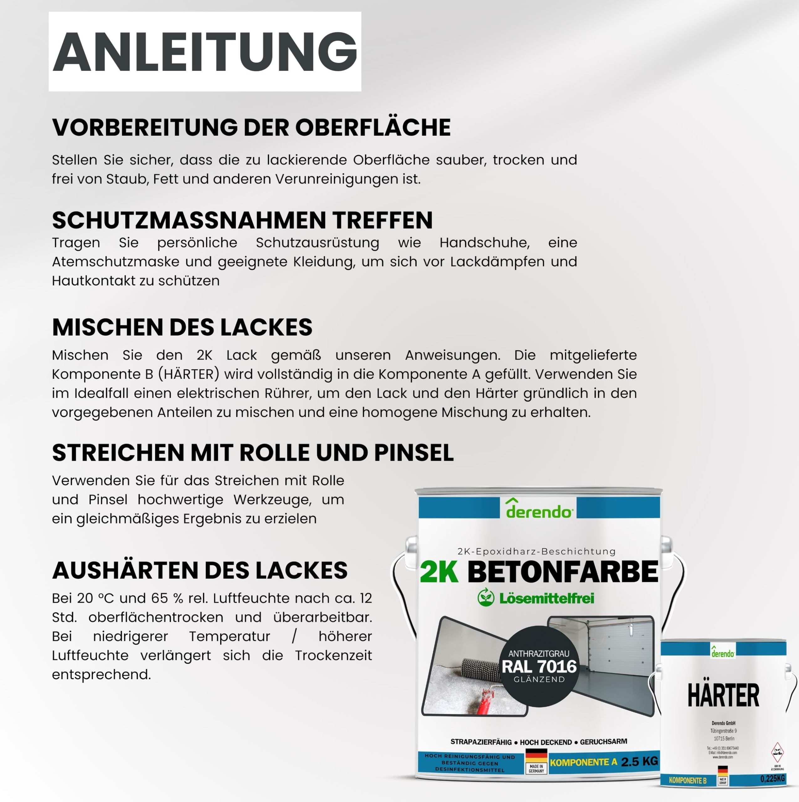 derendo 2K Fliesenlack weiß glänzend (RAL 9010) Epoxidharz mit Härter weiße Fliesenfarbe Badezimmer Fliesenlack 2K Lack Badewanne reinweiss für Innen & aussen (1, Kilogramm)