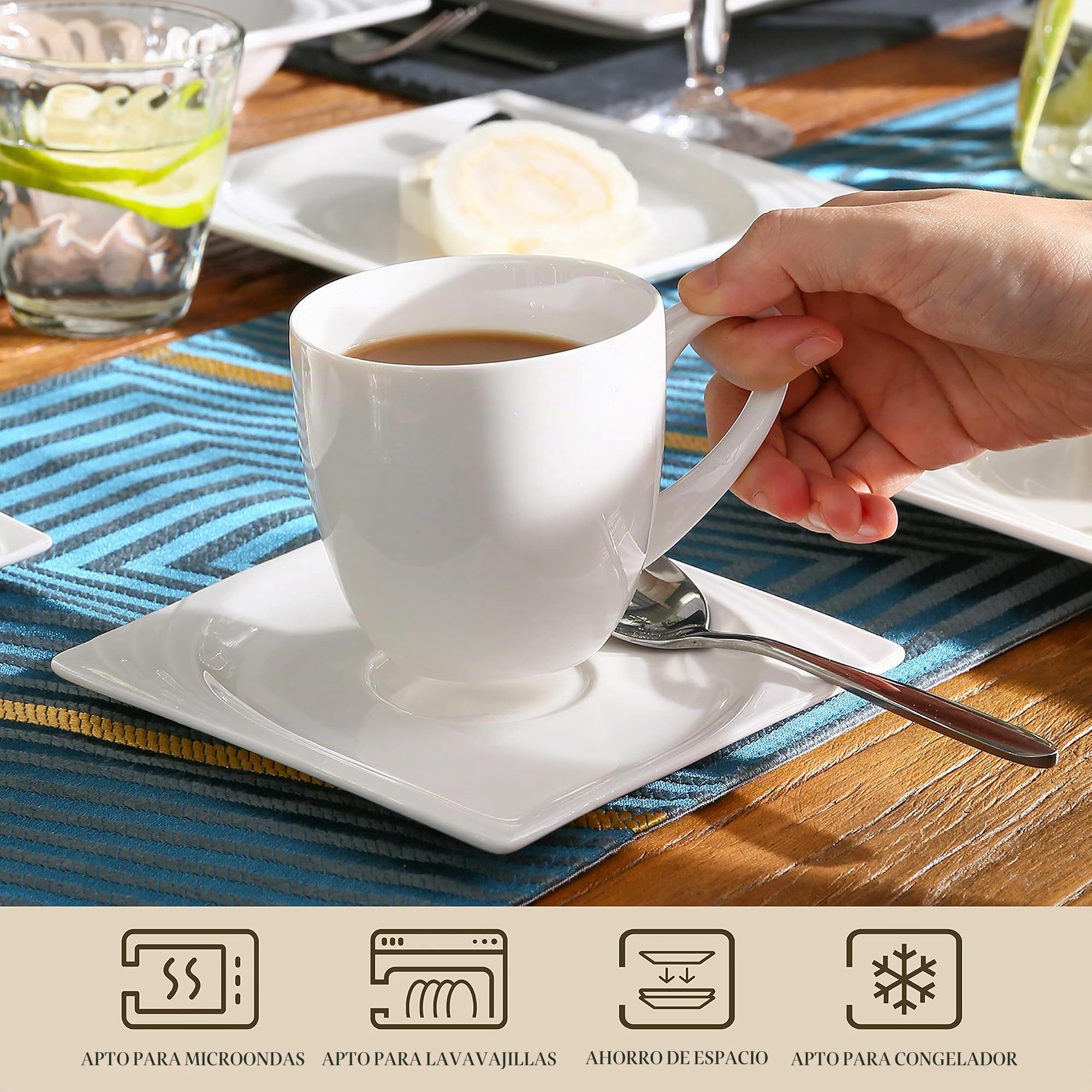 Malacasa - Juego de vajilla de 30 y 60 piezas, porcelana, crema, 60 teilig tafelservice