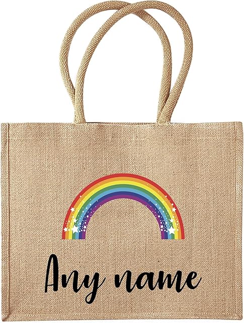 Printing Corner Personalised rainbow jute classic shopper bag