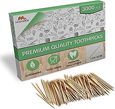 3000 Pieces Bamboo Toothpicks – Double-Ended Wooden Toothpicks – Personal Hygiene Skewers for Appetizers, Cocktail Sticks or Arts and Crafts – by Mobi Lock