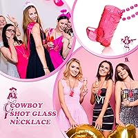 Vista 6 de Sieral 12 piezas de vasos de chupito de bota en collar con cuentas, vaso de chupito de vaquera de plástico, collar de vaso de chupito para novia