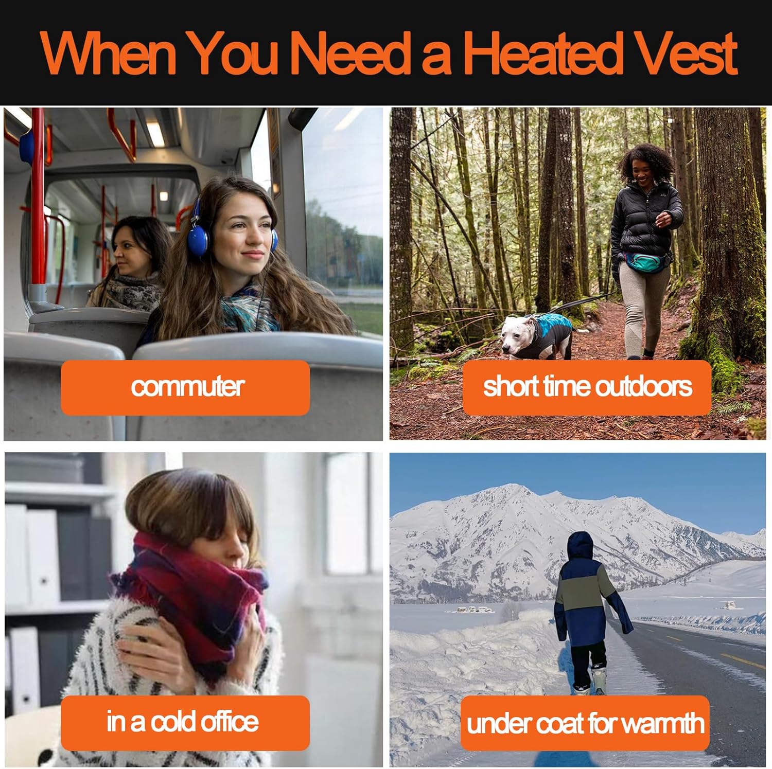 HNH Adjustable-sized Heated Vest for Men and Women, 3 Heat Zones, Heating Vest Coat, Battery not Included