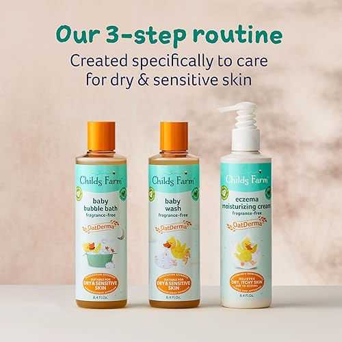 Miniatura 7 de Childs Farm, OatDerma Baby Wash, sin fragancia, limpia y calma suavemente, adecuado para recién nacidos con piel seca, propensa al eczema, sensible,