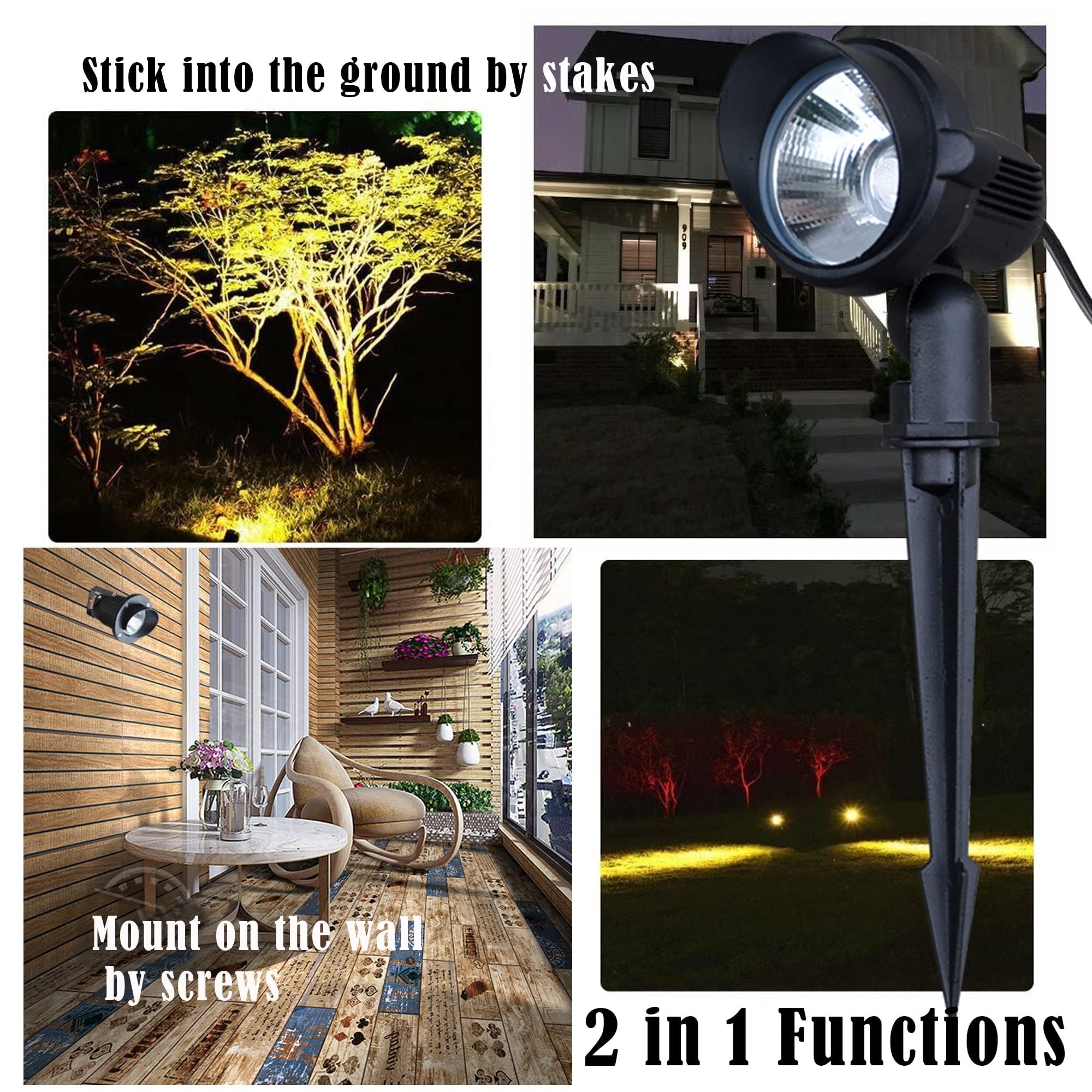LED Strahler 5W mit Zeitschaltuhr, 6000K kaltweiß LED Strahler Außen mit Erdspieß, IP65 Wasserdicht LED Spots kühles Weiß für Poolbeleuchtung, Hinterhof, Garage, Flur,Schwarz