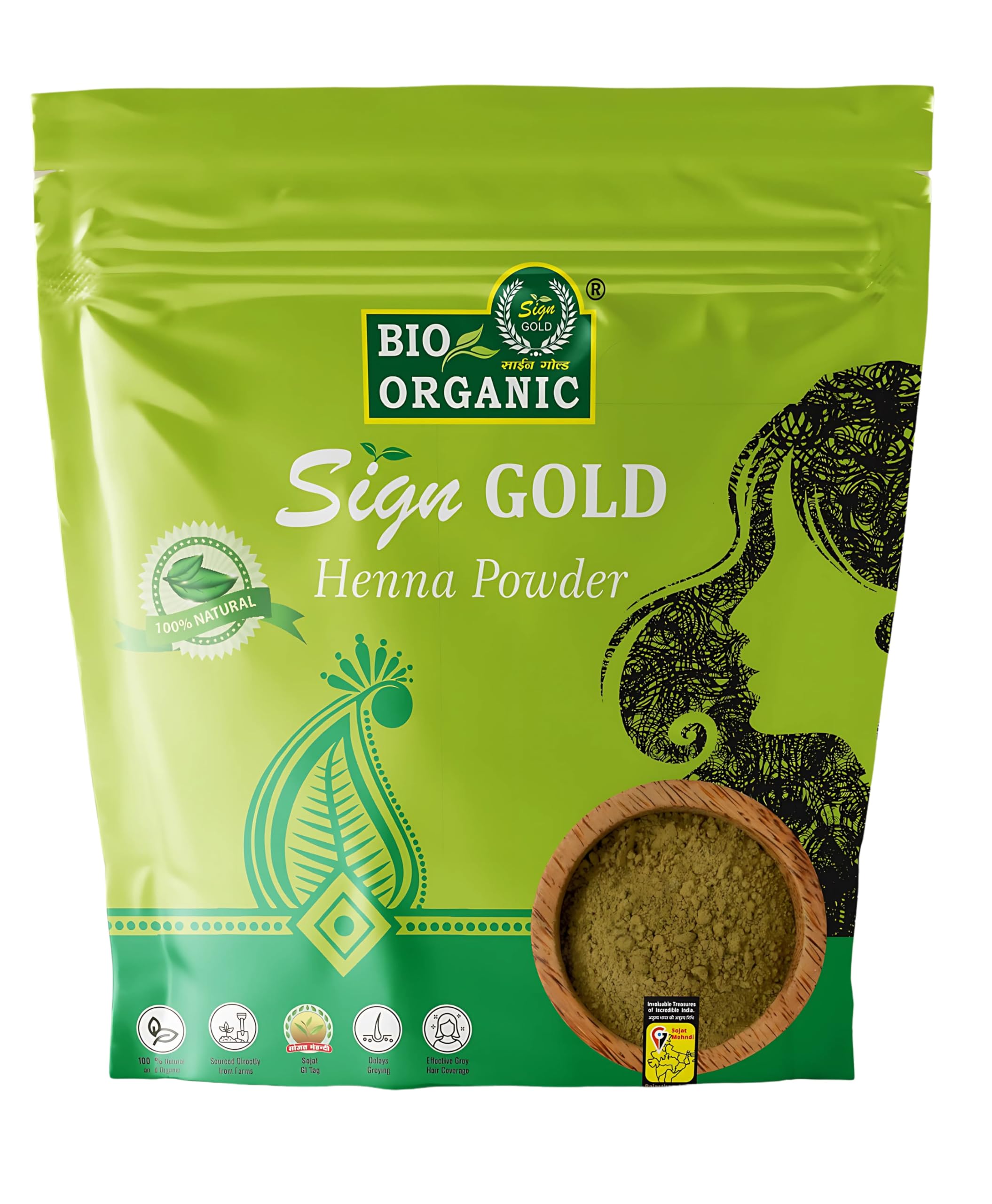 sign GOLD BIO ORGANIC Herbal Henna Powder, 100g-image-5
