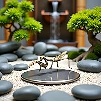 Handcrafted Brass Praying Mantis Sculpture - Solid Copper Feng Shui Statue with Micro-Carved Details for Home Office Decor