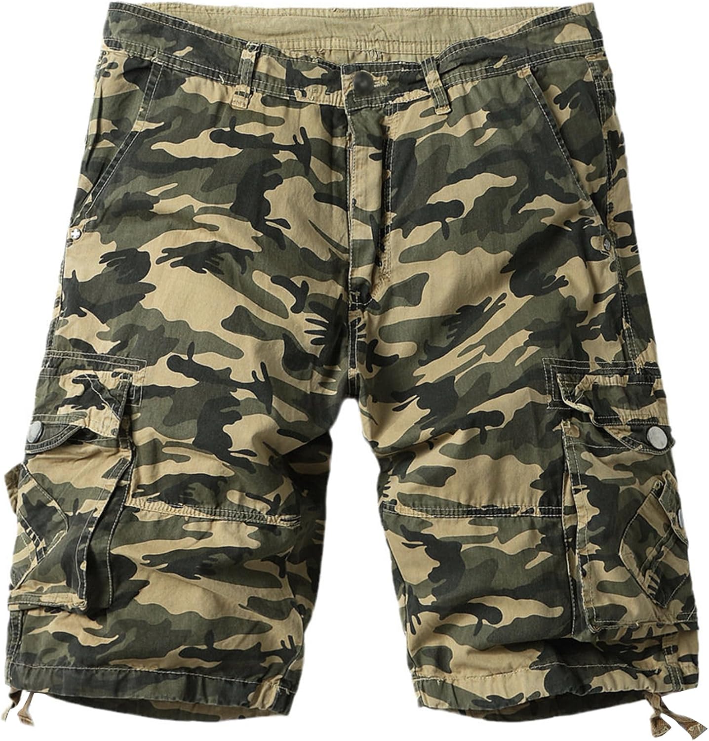 Men's Camouflage Casual Multi-Pocket Beach Shorts Loose Fashion Military Cargo Shorts Classic Comfort Outdoor Short