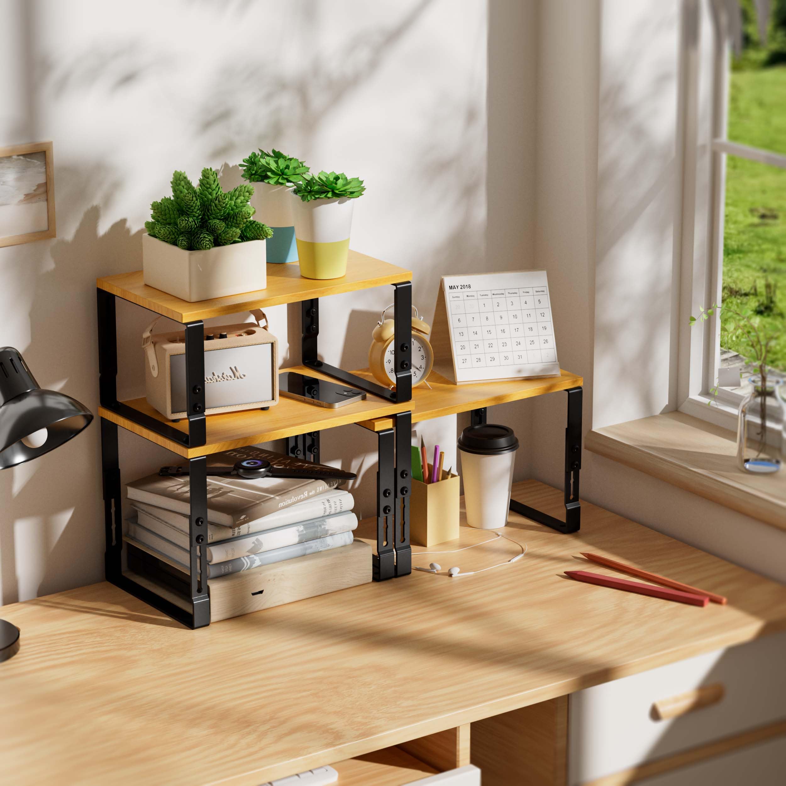 Kitchen Adjustable Stackable Racks Black Wire Shelving Expandable Adjustable Stackable Kitchen Organizer ...
