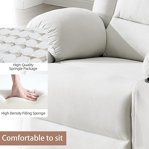 Miniatura 7 de Silla reclinable giratoria con masaje y calor, sillón reclinable de gran tamaño para adultos, sofá individual reclinable tapizado de tela para sala